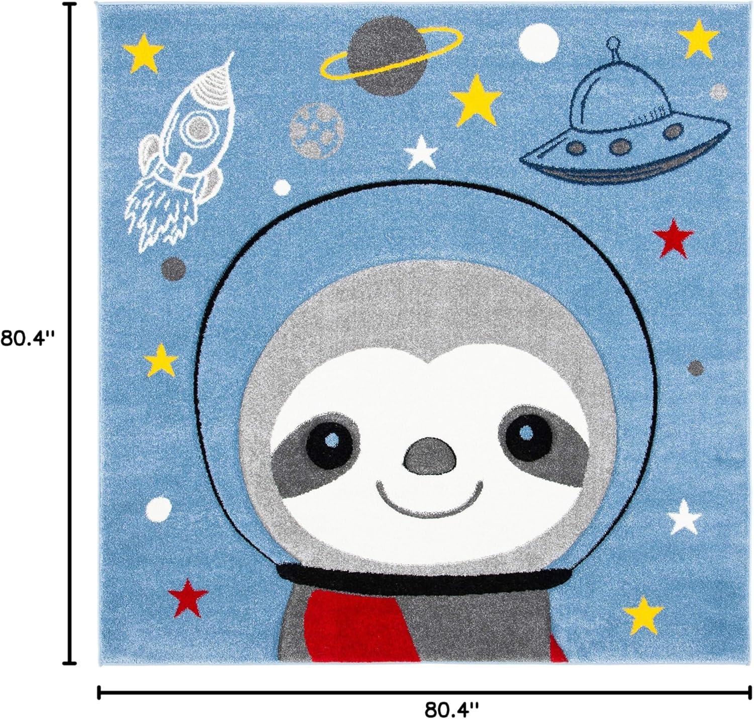 image:imageSAFAVIEH Carousel Kids Collection Accent Rug 4 x 6 Blue amp Grey Sloth Design NonShedding amp Easy Care Ideal for High Traffic Areas for Boys amp Girls in Playroom Nursery Bedroom CRK140MBlueGrey
