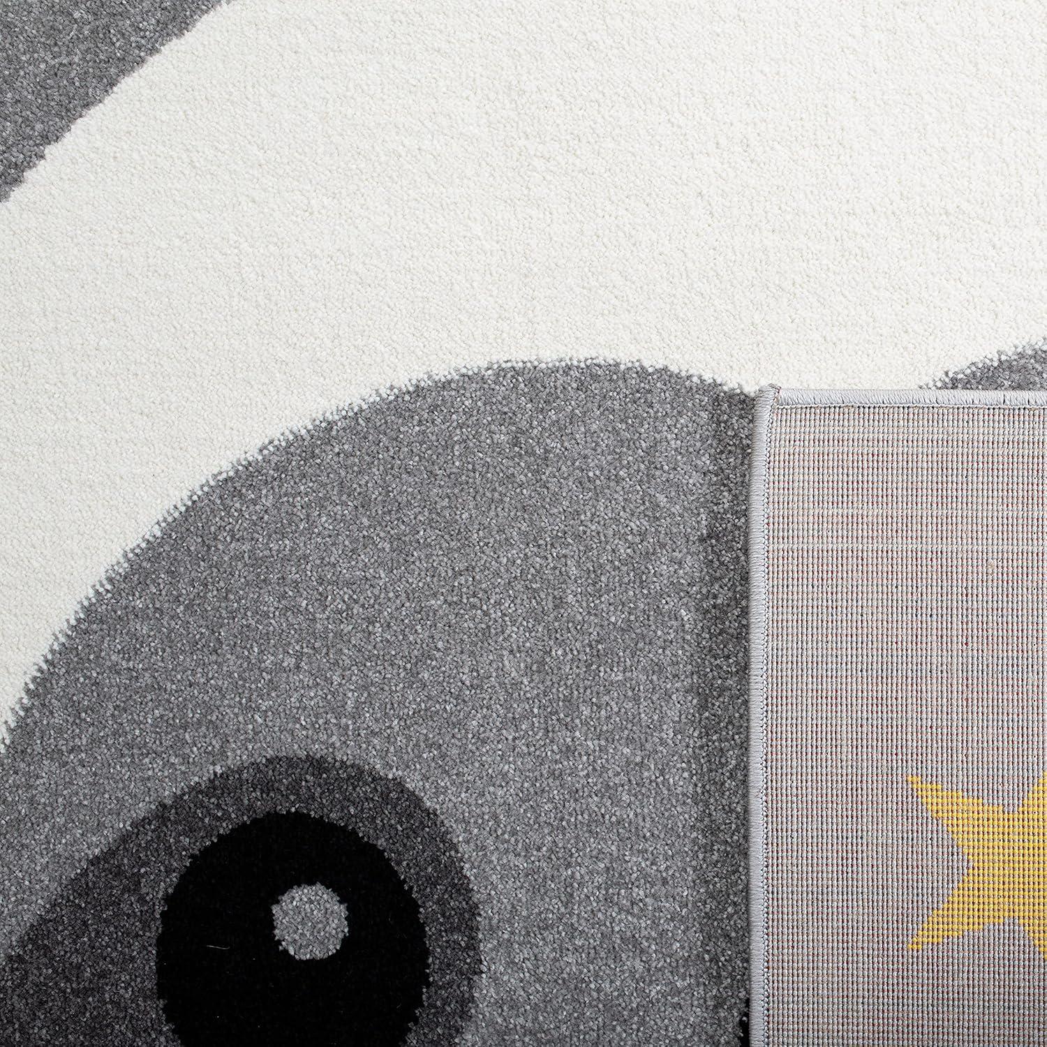 image:imageSAFAVIEH Carousel Kids Collection Accent Rug 4 x 6 Blue amp Grey Sloth Design NonShedding amp Easy Care Ideal for High Traffic Areas for Boys amp Girls in Playroom Nursery Bedroom CRK140MGreyIvory