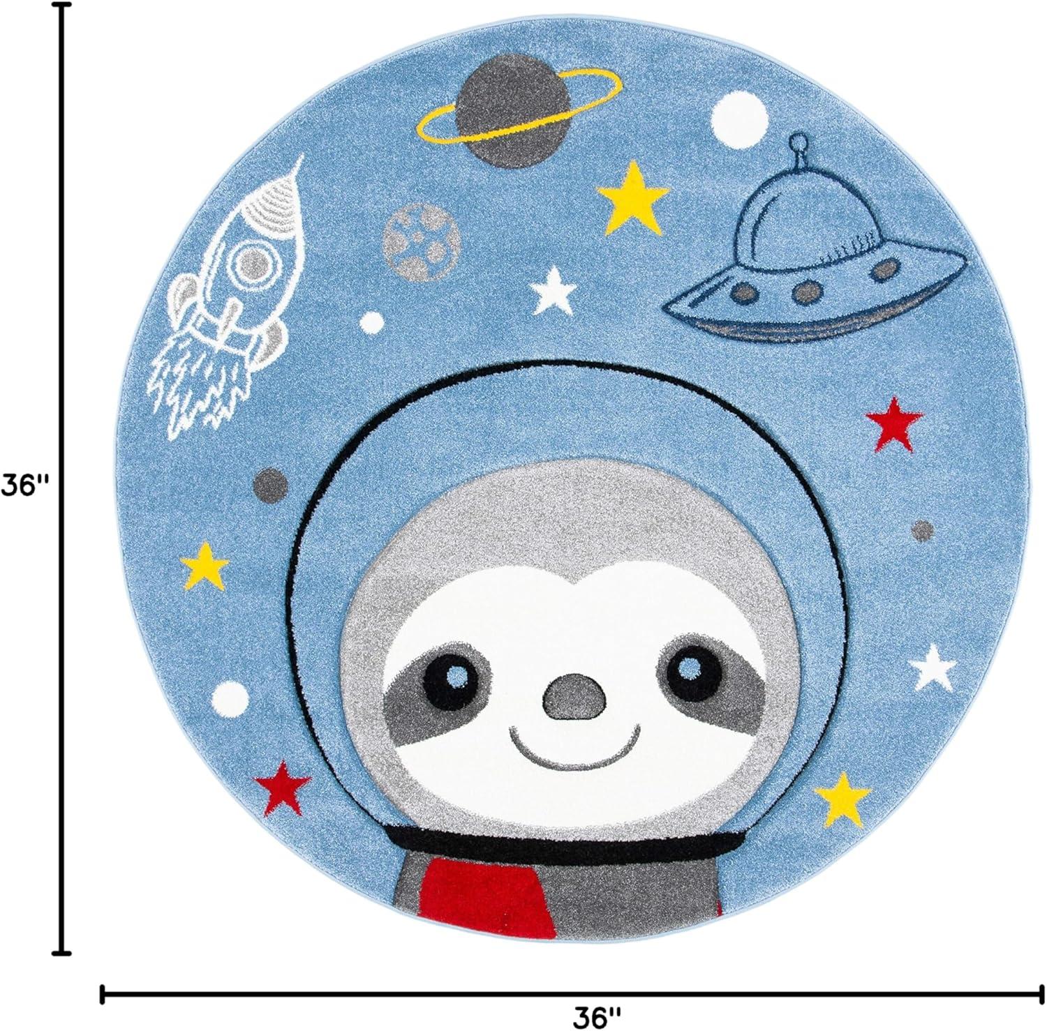 image:imageSAFAVIEH Carousel Kids Collection Accent Rug 4 x 6 Blue amp Grey Sloth Design NonShedding amp Easy Care Ideal for High Traffic Areas for Boys amp Girls in Playroom Nursery Bedroom CRK140MBlueGrey