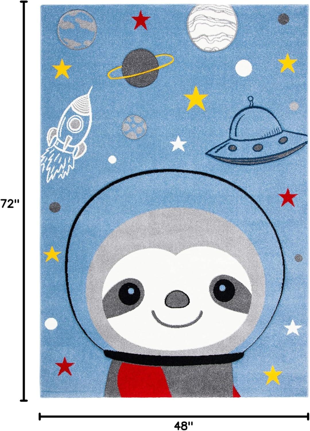 image:imageSAFAVIEH Carousel Kids Collection Accent Rug 4 x 6 Blue amp Grey Sloth Design NonShedding amp Easy Care Ideal for High Traffic Areas for Boys amp Girls in Playroom Nursery Bedroom CRK140MBlueGrey