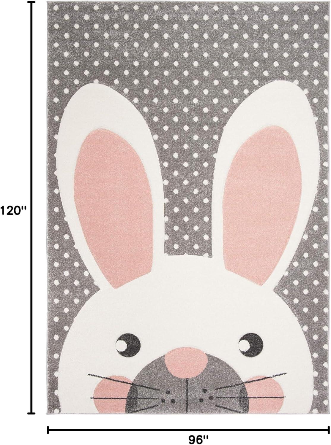 image:imageSAFAVIEH Carousel Kids Collection Accent Rug 4 x 6 Pink amp Grey Bunny Ear Design NonShedding amp Easy Care Ideal for High Traffic Areas for Boys amp Girls in Playroom Nursery Bedroom CRK168PPinkGrey