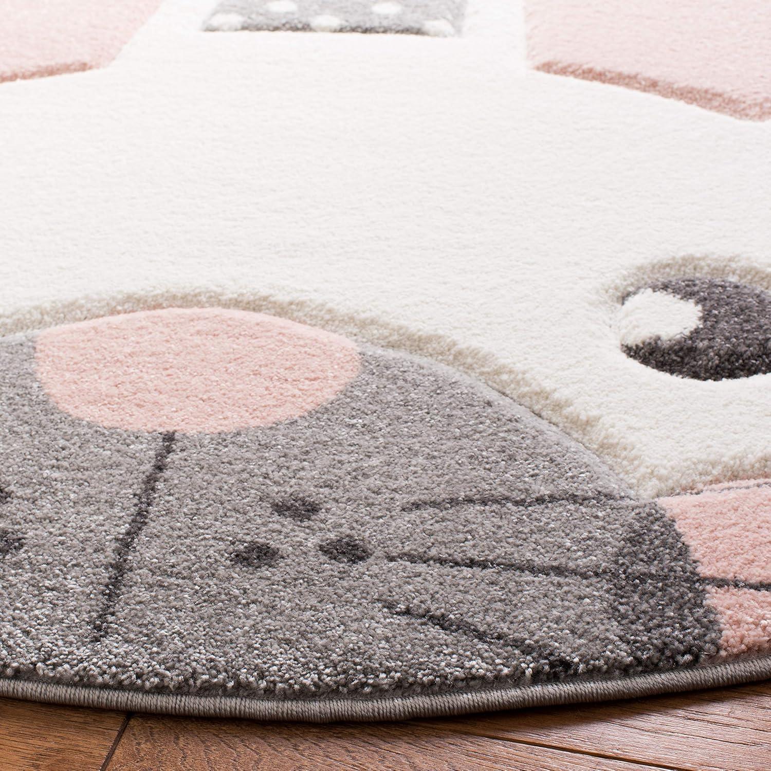 image:imageSAFAVIEH Carousel Kids Collection Accent Rug 4 x 6 Pink amp Grey Bunny Ear Design NonShedding amp Easy Care Ideal for High Traffic Areas for Boys amp Girls in Playroom Nursery Bedroom CRK168PPinkGrey