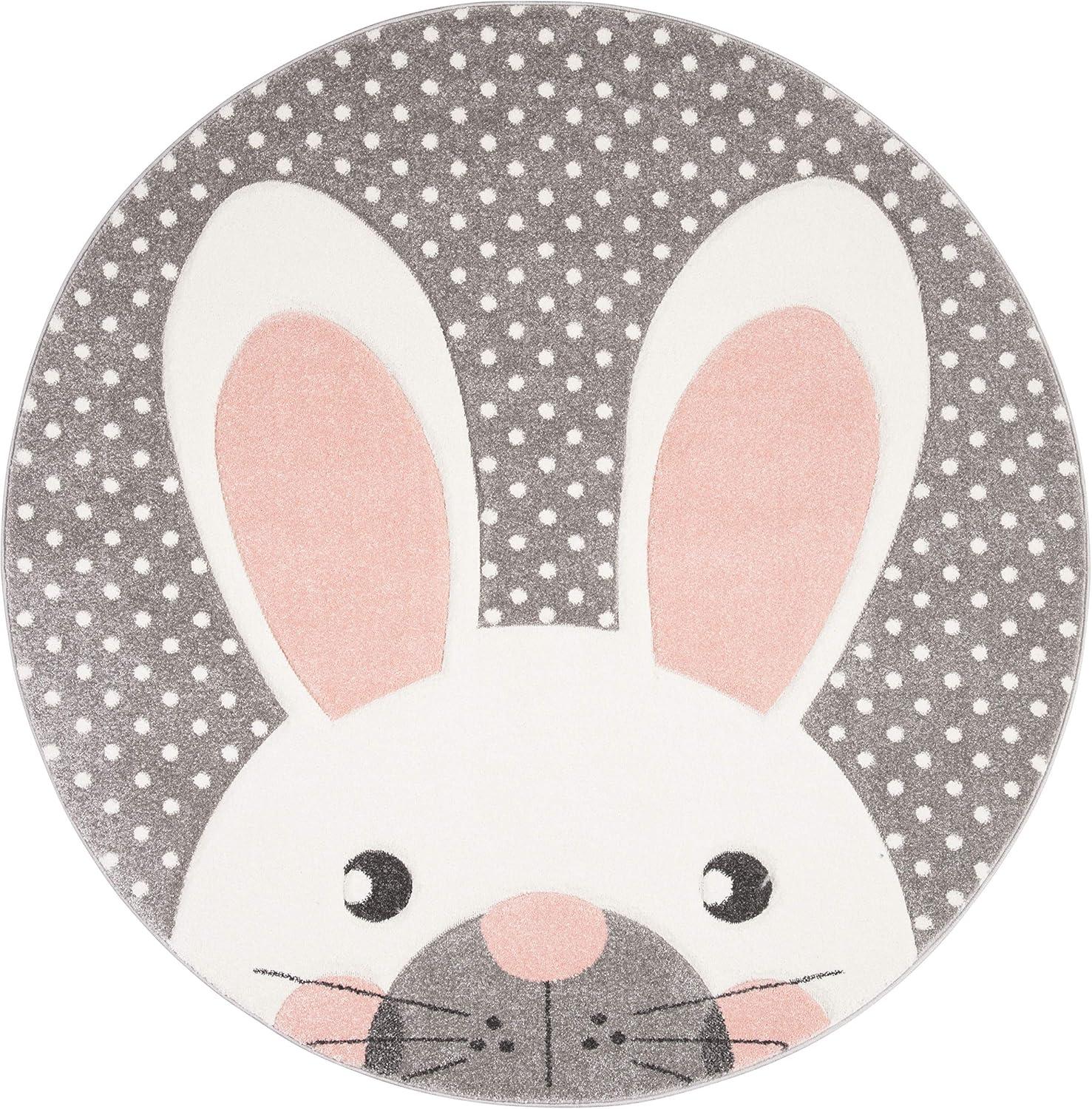 image:imageSAFAVIEH Carousel Kids Collection Accent Rug 4 x 6 Pink amp Grey Bunny Ear Design NonShedding amp Easy Care Ideal for High Traffic Areas for Boys amp Girls in Playroom Nursery Bedroom CRK168PPinkGrey