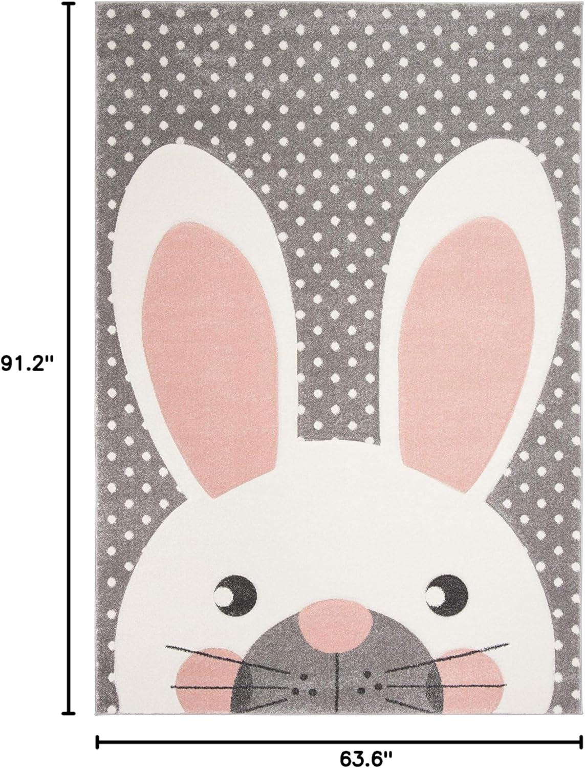 image:imageSAFAVIEH Carousel Kids Collection Accent Rug 4 x 6 Pink amp Grey Bunny Ear Design NonShedding amp Easy Care Ideal for High Traffic Areas for Boys amp Girls in Playroom Nursery Bedroom CRK168PPinkGrey