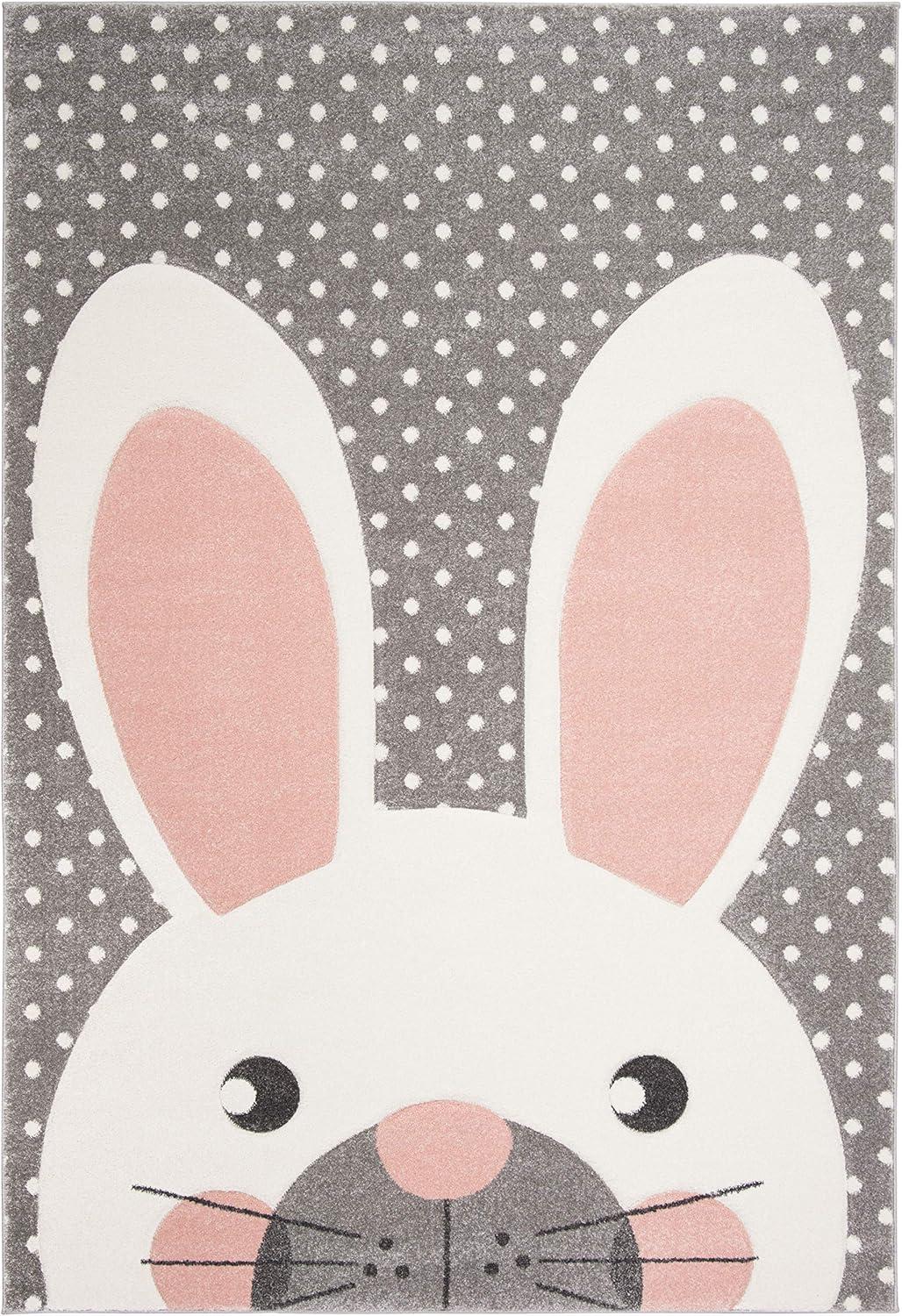 image:imageSAFAVIEH Carousel Kids Collection Accent Rug 4 x 6 Pink amp Grey Bunny Ear Design NonShedding amp Easy Care Ideal for High Traffic Areas for Boys amp Girls in Playroom Nursery Bedroom CRK168PPinkGrey