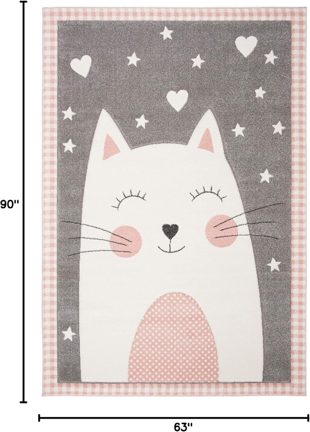 image:imageSAFAVIEH Carousel Kids Collection Accent Rug 4 x 6 Pink amp Grey Cat Design NonShedding amp Easy Care Ideal for High Traffic Areas for Boys amp Girls in Playroom Nursery Bedroom CRK134PPinkGrey