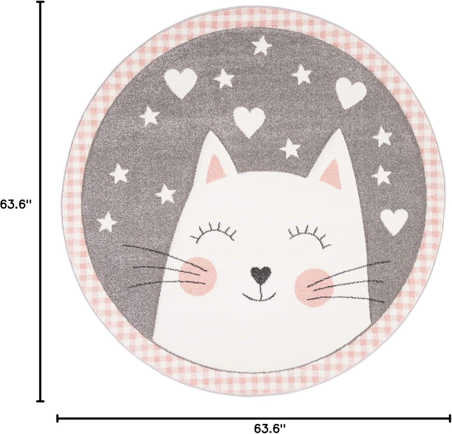 image:imageSAFAVIEH Carousel Kids Collection Accent Rug 4 x 6 Pink amp Grey Cat Design NonShedding amp Easy Care Ideal for High Traffic Areas for Boys amp Girls in Playroom Nursery Bedroom CRK134PPinkGrey