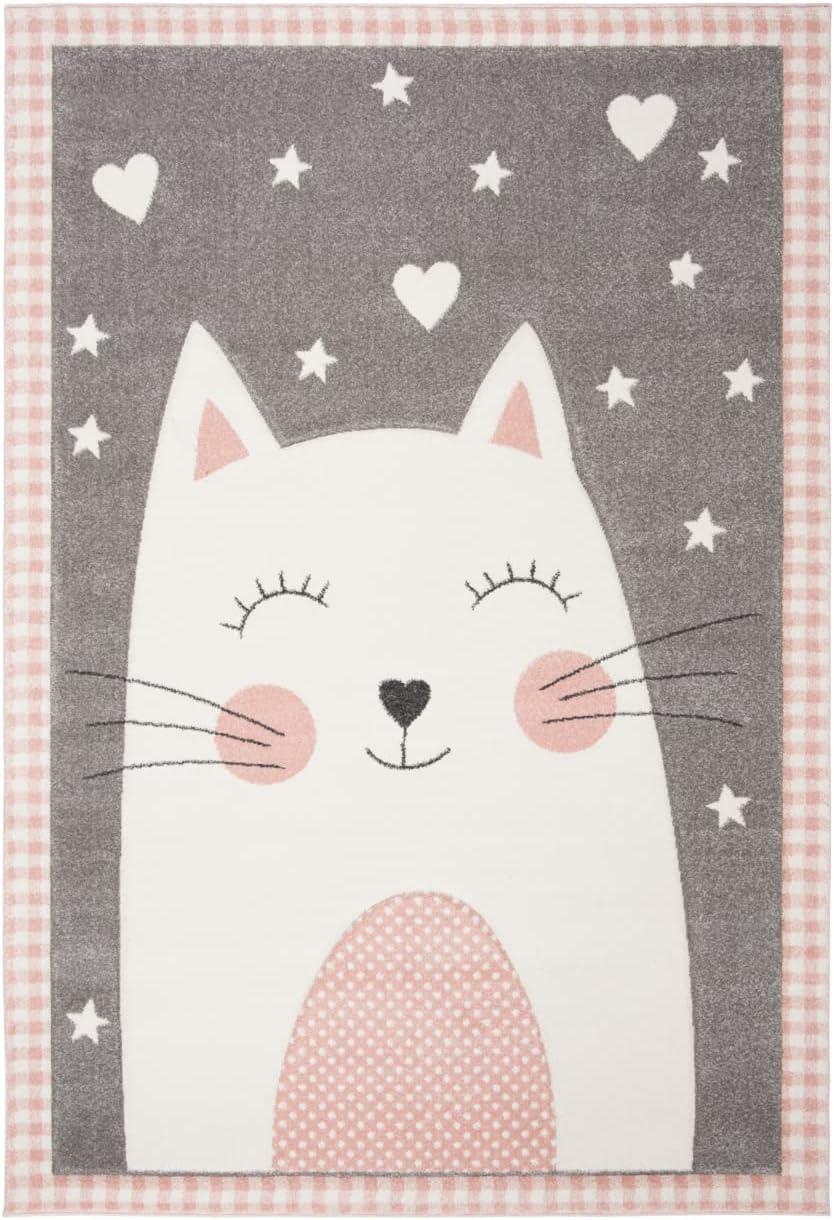 image:imageSAFAVIEH Carousel Kids Collection Accent Rug 4 x 6 Pink amp Grey Cat Design NonShedding amp Easy Care Ideal for High Traffic Areas for Boys amp Girls in Playroom Nursery Bedroom CRK134PPinkGrey