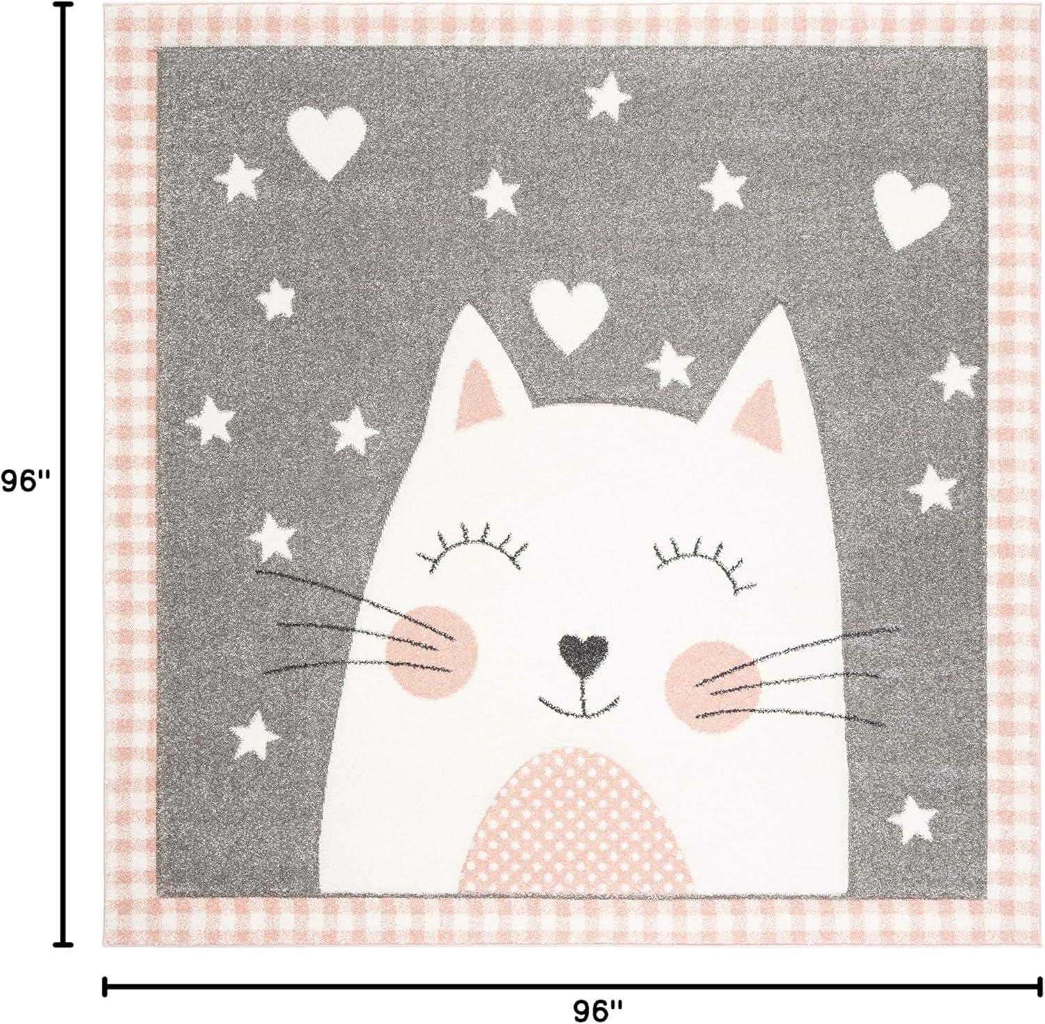 image:imageSAFAVIEH Carousel Kids Collection Accent Rug 4 x 6 Pink amp Grey Cat Design NonShedding amp Easy Care Ideal for High Traffic Areas for Boys amp Girls in Playroom Nursery Bedroom CRK134PPinkGrey