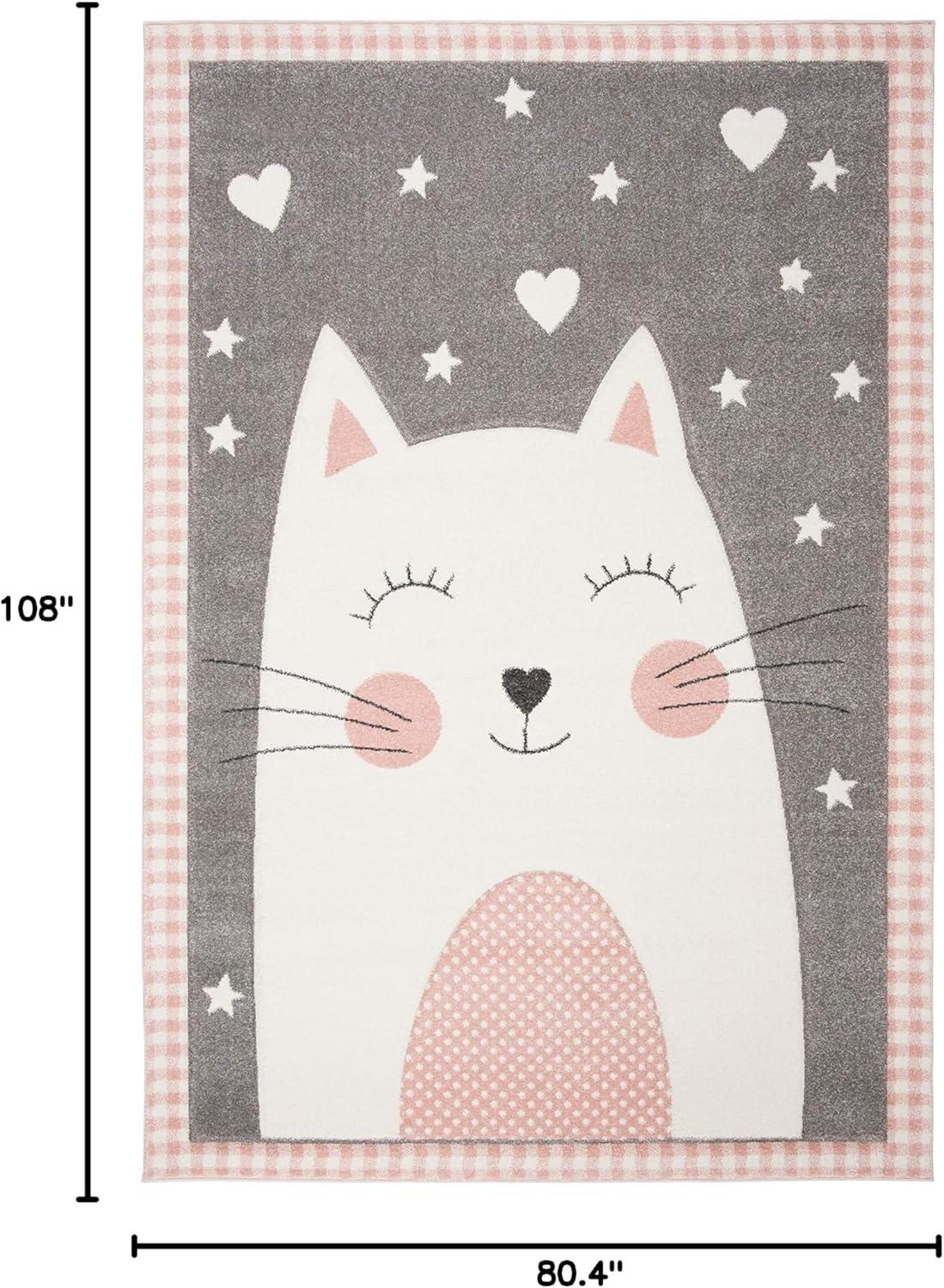 image:imageSAFAVIEH Carousel Kids Collection Accent Rug 4 x 6 Pink amp Grey Cat Design NonShedding amp Easy Care Ideal for High Traffic Areas for Boys amp Girls in Playroom Nursery Bedroom CRK134PPinkGrey