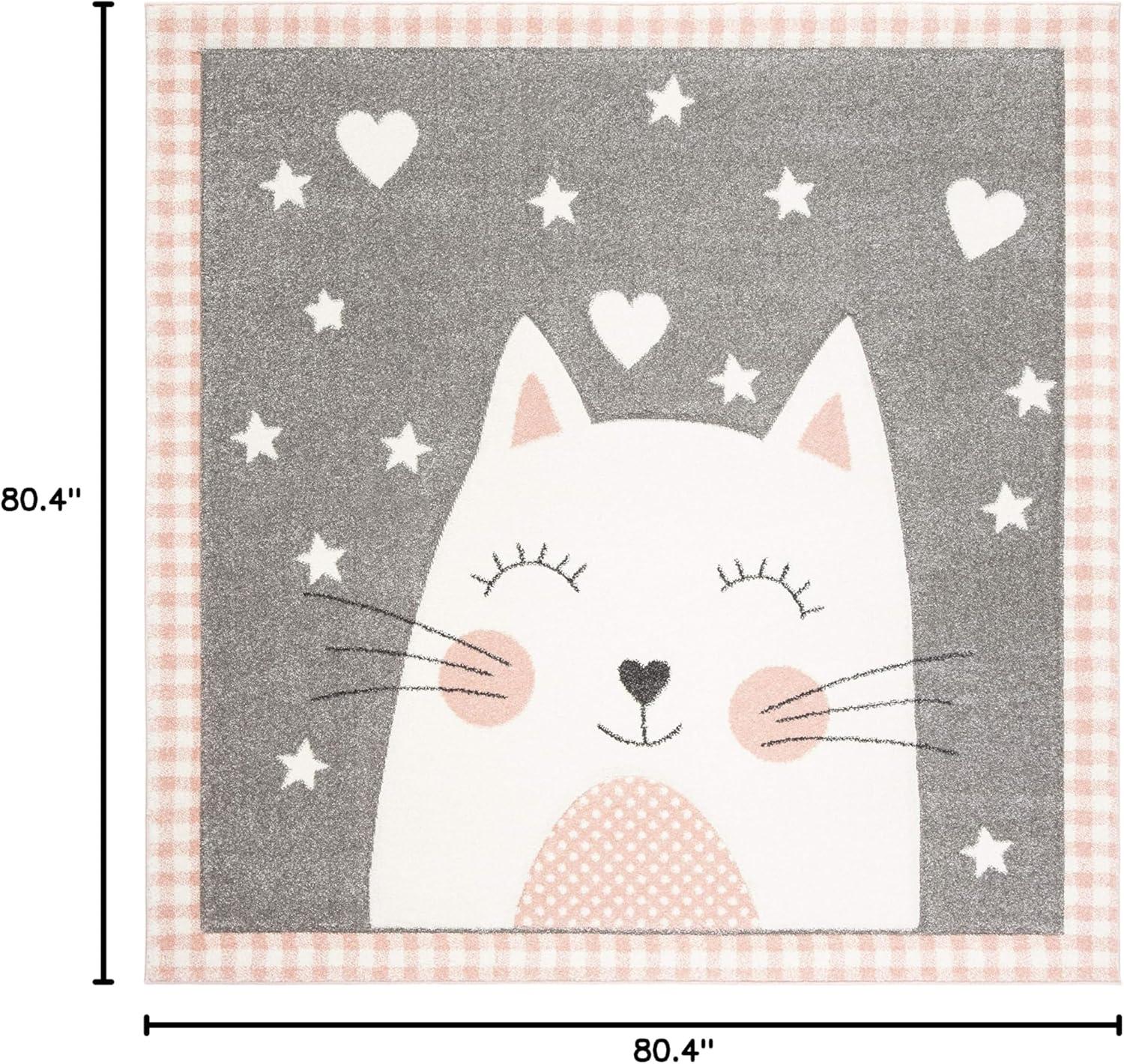 image:imageSAFAVIEH Carousel Kids Collection Accent Rug 4 x 6 Pink amp Grey Cat Design NonShedding amp Easy Care Ideal for High Traffic Areas for Boys amp Girls in Playroom Nursery Bedroom CRK134PPinkGrey