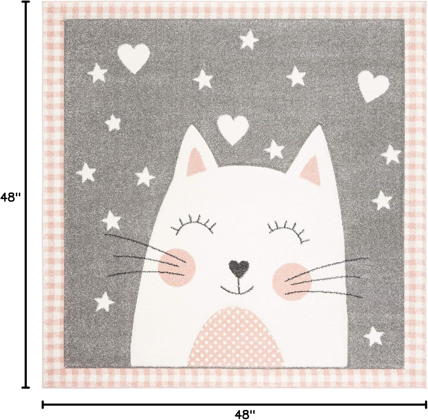 image:imageSAFAVIEH Carousel Kids Collection Accent Rug 4 x 6 Pink amp Grey Cat Design NonShedding amp Easy Care Ideal for High Traffic Areas for Boys amp Girls in Playroom Nursery Bedroom CRK134PPinkGrey