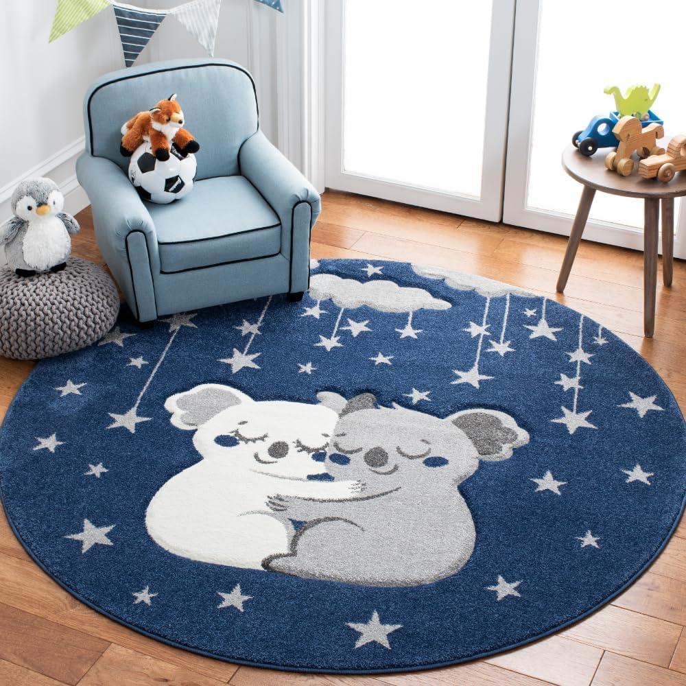 image:imageSAFAVIEH Carousel Kids Collection Accent Rug 4 x 6 Pink amp White Koala Design NonShedding amp Easy Care Ideal for High Traffic Areas for Boys amp Girls in Playroom Nursery Bedroom CRK195UNavyGrey