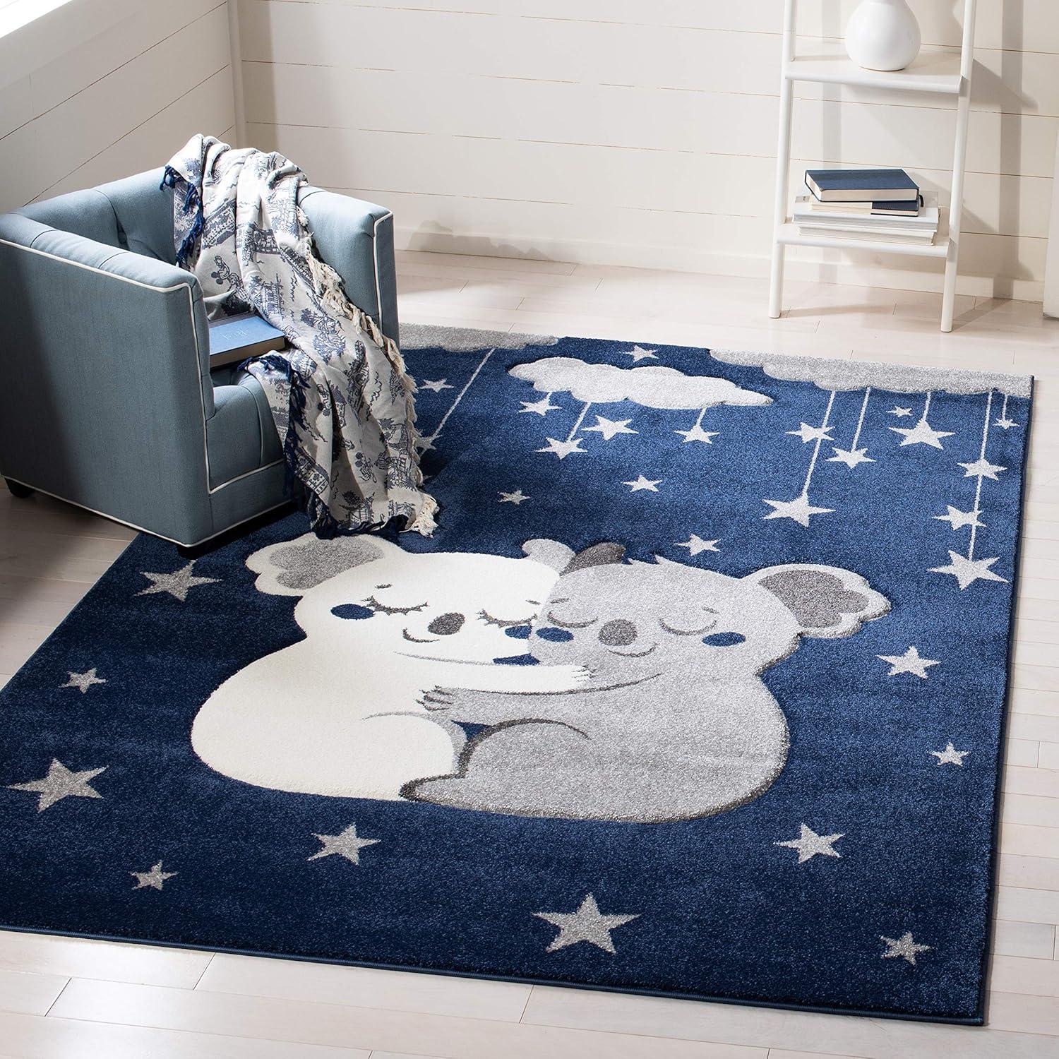 image:imageSAFAVIEH Carousel Kids Collection Accent Rug 4 x 6 Pink amp White Koala Design NonShedding amp Easy Care Ideal for High Traffic Areas for Boys amp Girls in Playroom Nursery Bedroom CRK195UNavyGrey
