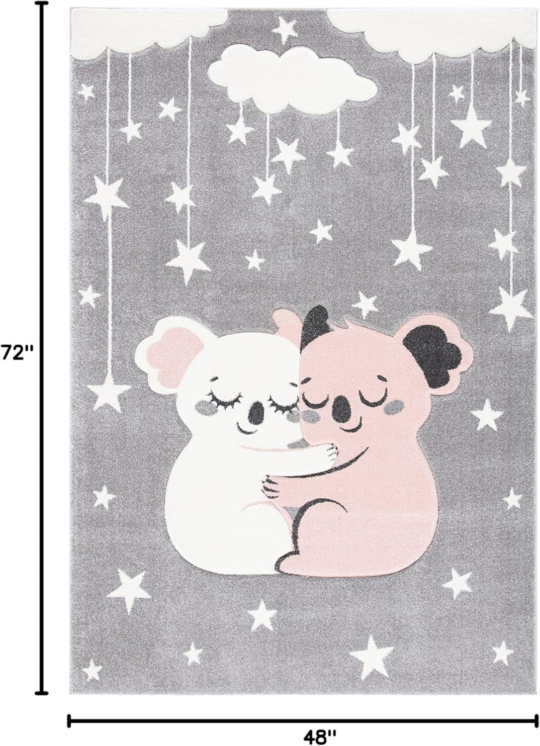 image:imageSAFAVIEH Carousel Kids Collection Accent Rug 4 x 6 Pink amp White Koala Design NonShedding amp Easy Care Ideal for High Traffic Areas for Boys amp Girls in Playroom Nursery Bedroom CRK195UGreyIvory