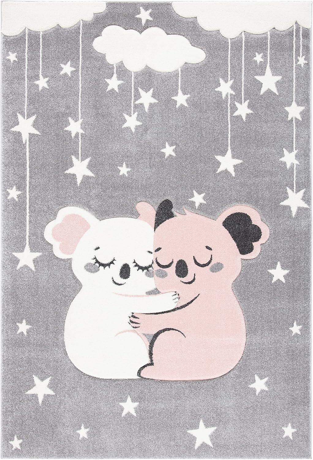 image:imageSAFAVIEH Carousel Kids Collection Accent Rug 4 x 6 Pink amp White Koala Design NonShedding amp Easy Care Ideal for High Traffic Areas for Boys amp Girls in Playroom Nursery Bedroom CRK195UGreyIvory