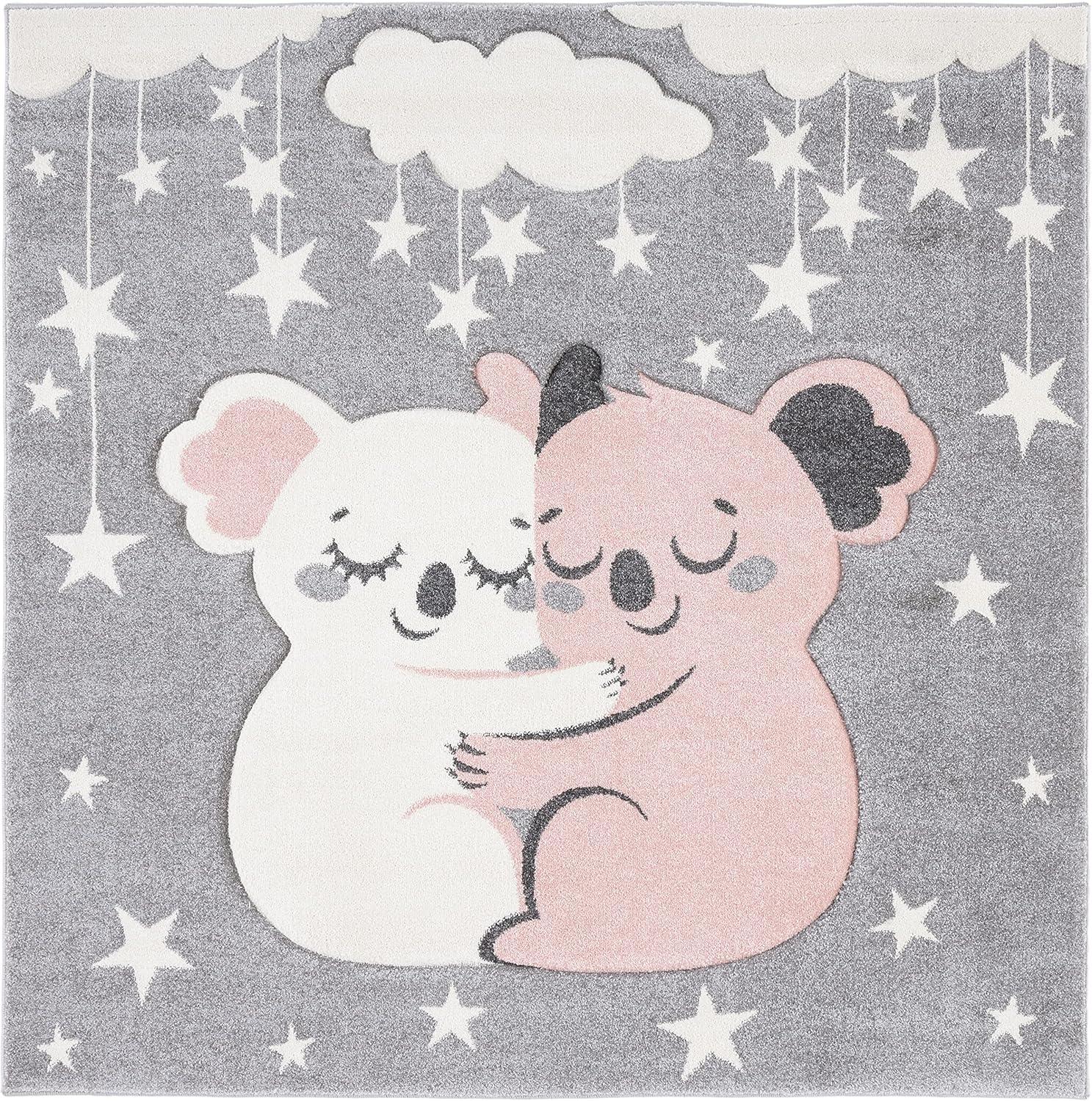 image:imageSAFAVIEH Carousel Kids Collection Accent Rug 4 x 6 Pink amp White Koala Design NonShedding amp Easy Care Ideal for High Traffic Areas for Boys amp Girls in Playroom Nursery Bedroom CRK195UGreyIvory