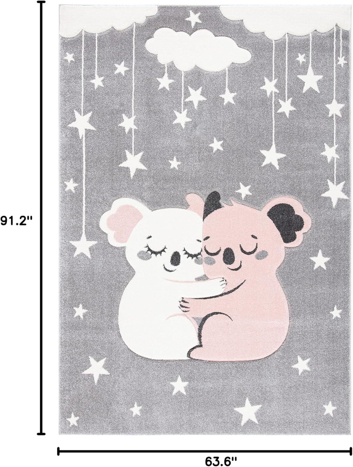 image:imageSAFAVIEH Carousel Kids Collection Accent Rug 4 x 6 Pink amp White Koala Design NonShedding amp Easy Care Ideal for High Traffic Areas for Boys amp Girls in Playroom Nursery Bedroom CRK195UGreyIvory
