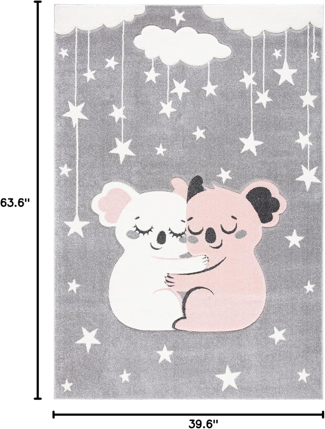image:imageSAFAVIEH Carousel Kids Collection Accent Rug 4 x 6 Pink amp White Koala Design NonShedding amp Easy Care Ideal for High Traffic Areas for Boys amp Girls in Playroom Nursery Bedroom CRK195UGreyIvory