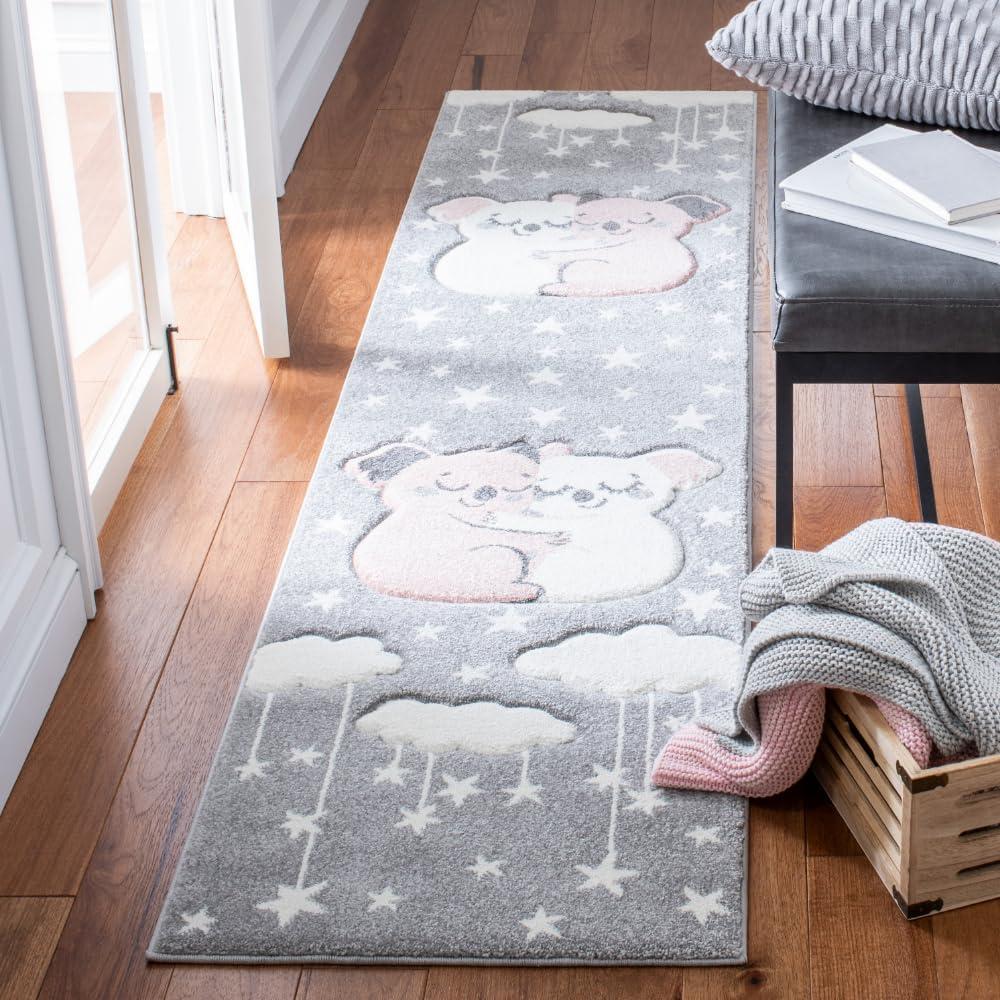 image:imageSAFAVIEH Carousel Kids Collection Accent Rug 4 x 6 Pink amp White Koala Design NonShedding amp Easy Care Ideal for High Traffic Areas for Boys amp Girls in Playroom Nursery Bedroom CRK195UGreyIvory