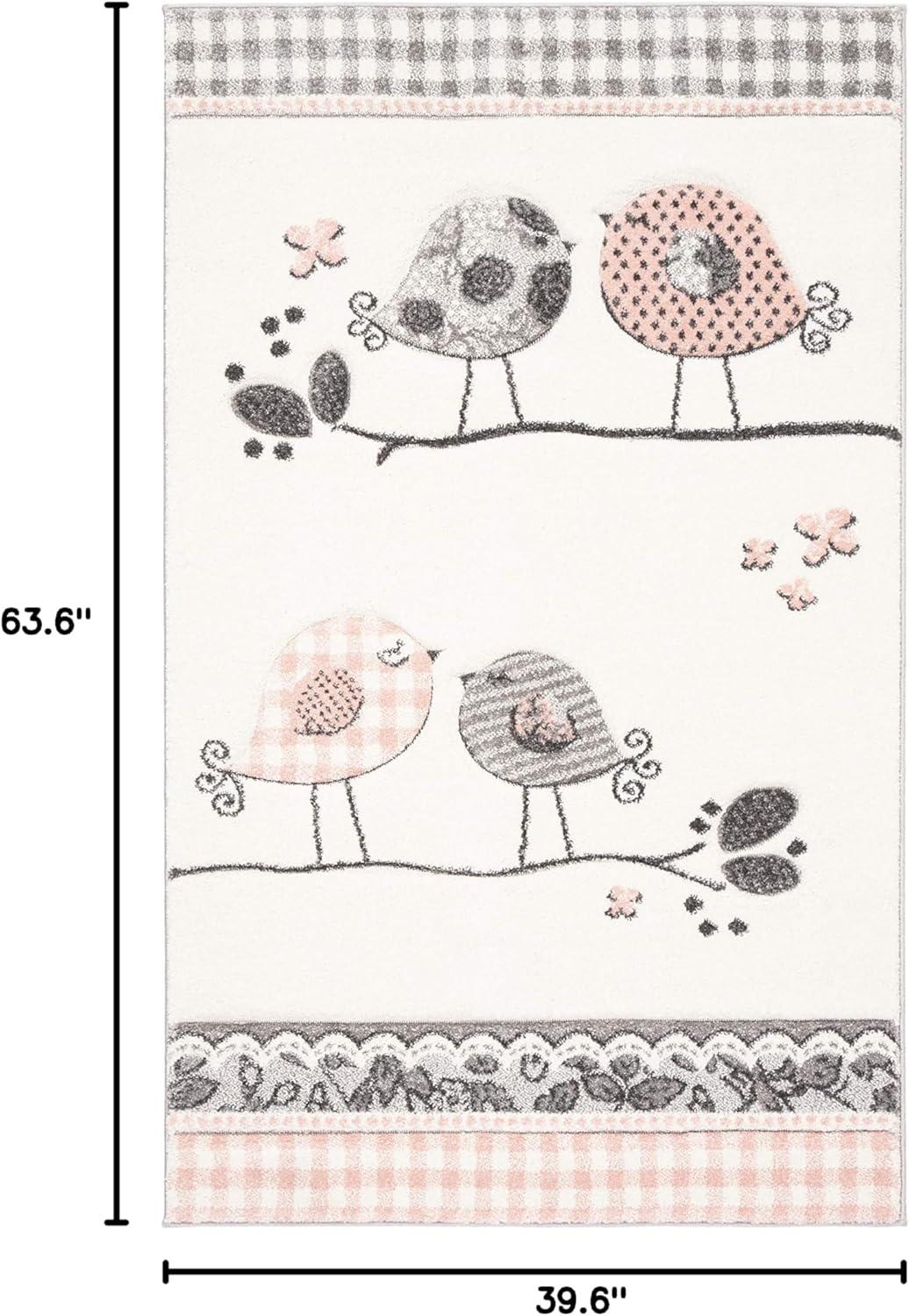 image:imageSAFAVIEH Carousel Kids Collection Area Rug 53 x 76 Pink amp Ivory Birds Design NonShedding amp Easy Care Ideal for High Traffic Areas for Boys amp Girls in Playroom Nursery Bedroom CRK153PPinkIvory