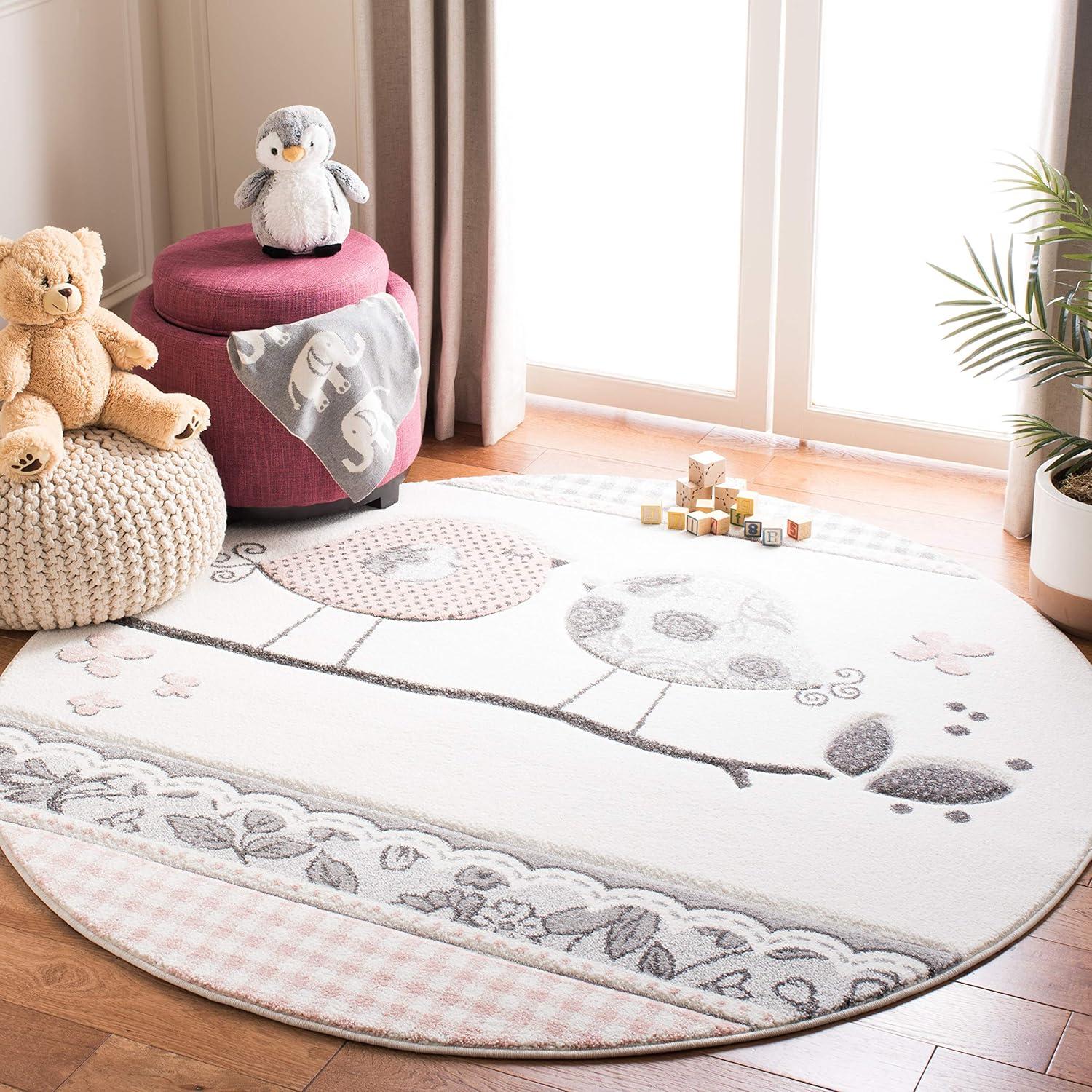 image:imageSAFAVIEH Carousel Kids Collection Area Rug 53 x 76 Pink amp Ivory Birds Design NonShedding amp Easy Care Ideal for High Traffic Areas for Boys amp Girls in Playroom Nursery Bedroom CRK153PPinkIvory