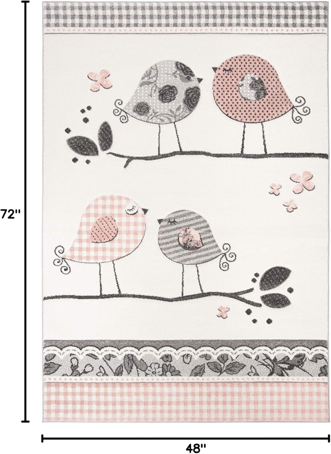 image:imageSAFAVIEH Carousel Kids Collection Area Rug 53 x 76 Pink amp Ivory Birds Design NonShedding amp Easy Care Ideal for High Traffic Areas for Boys amp Girls in Playroom Nursery Bedroom CRK153PPinkIvory
