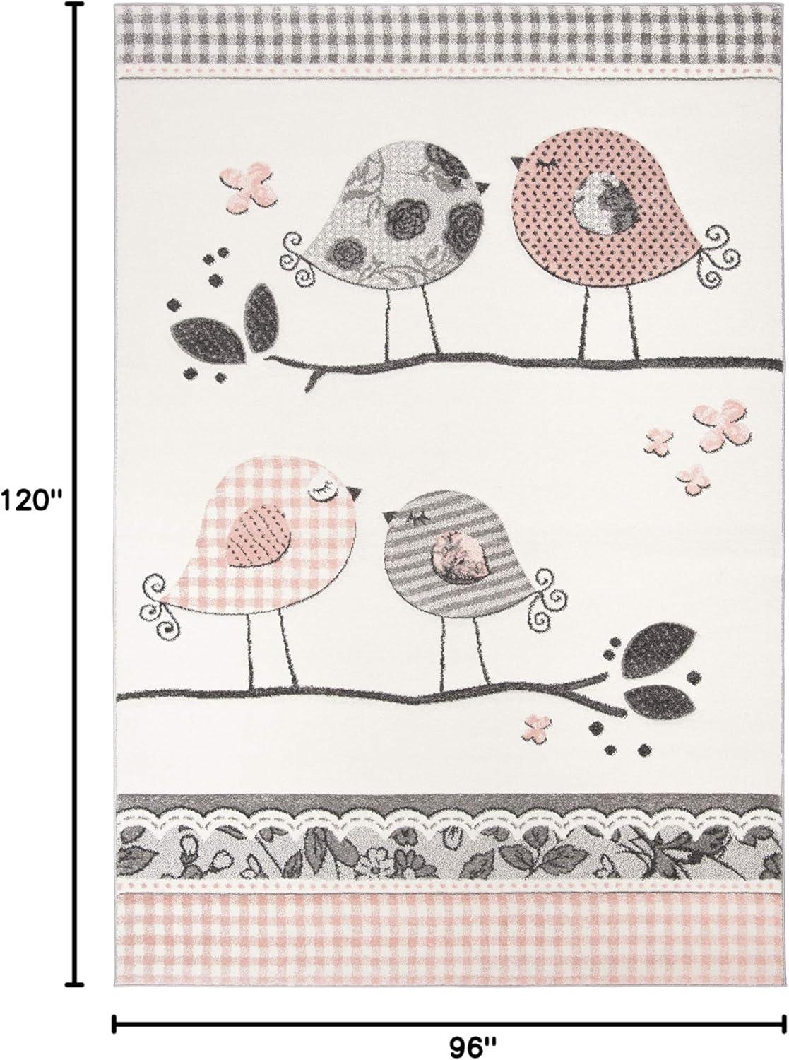 image:imageSAFAVIEH Carousel Kids Collection Area Rug 53 x 76 Pink amp Ivory Birds Design NonShedding amp Easy Care Ideal for High Traffic Areas for Boys amp Girls in Playroom Nursery Bedroom CRK153PPinkIvory