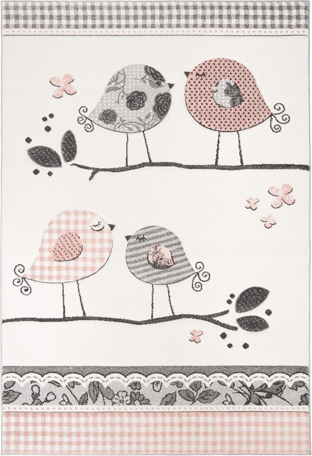 image:imageSAFAVIEH Carousel Kids Collection Area Rug 53 x 76 Pink amp Ivory Birds Design NonShedding amp Easy Care Ideal for High Traffic Areas for Boys amp Girls in Playroom Nursery Bedroom CRK153PPinkIvory