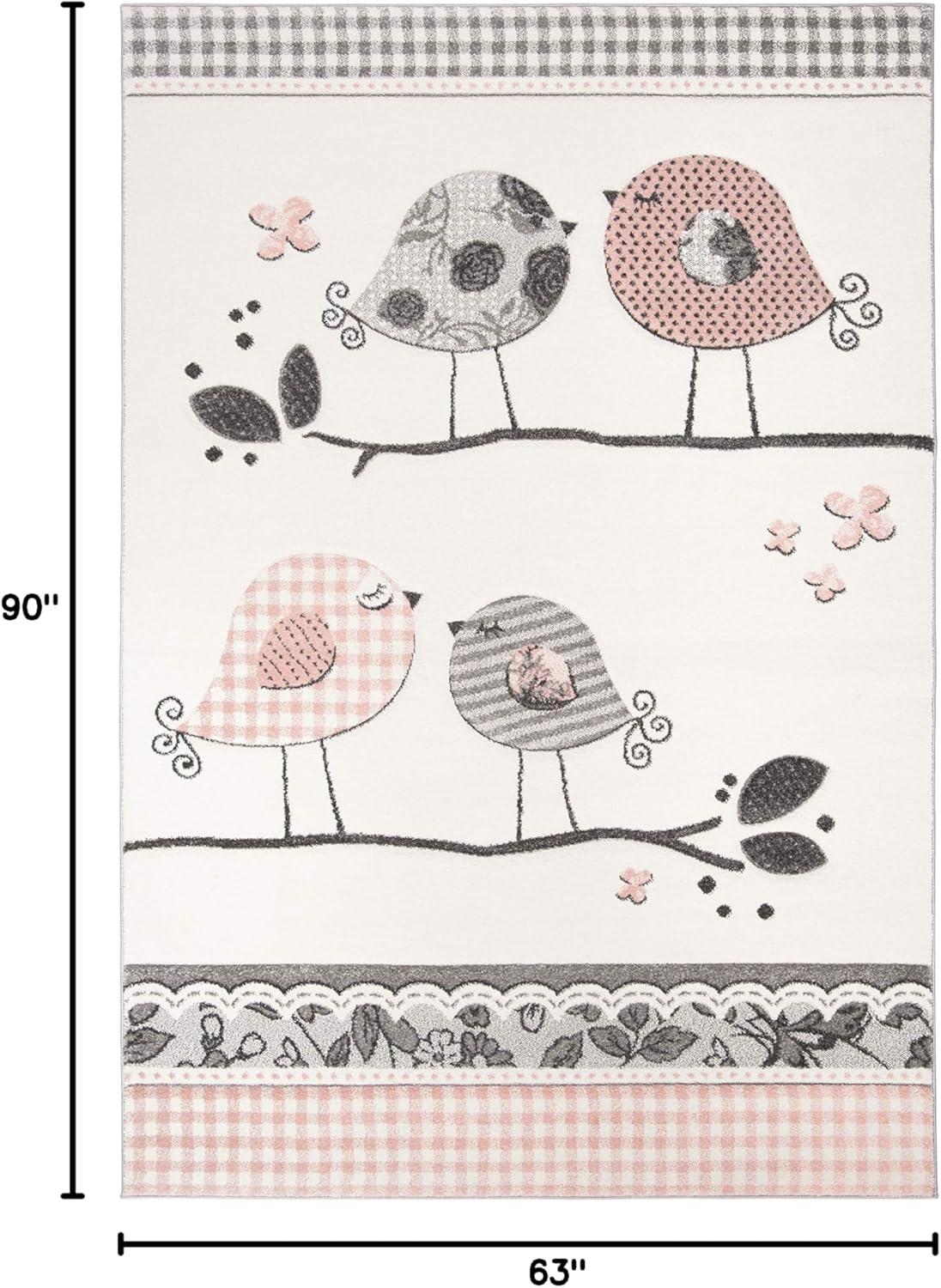 image:imageSAFAVIEH Carousel Kids Collection Area Rug 53 x 76 Pink amp Ivory Birds Design NonShedding amp Easy Care Ideal for High Traffic Areas for Boys amp Girls in Playroom Nursery Bedroom CRK153PPinkIvory