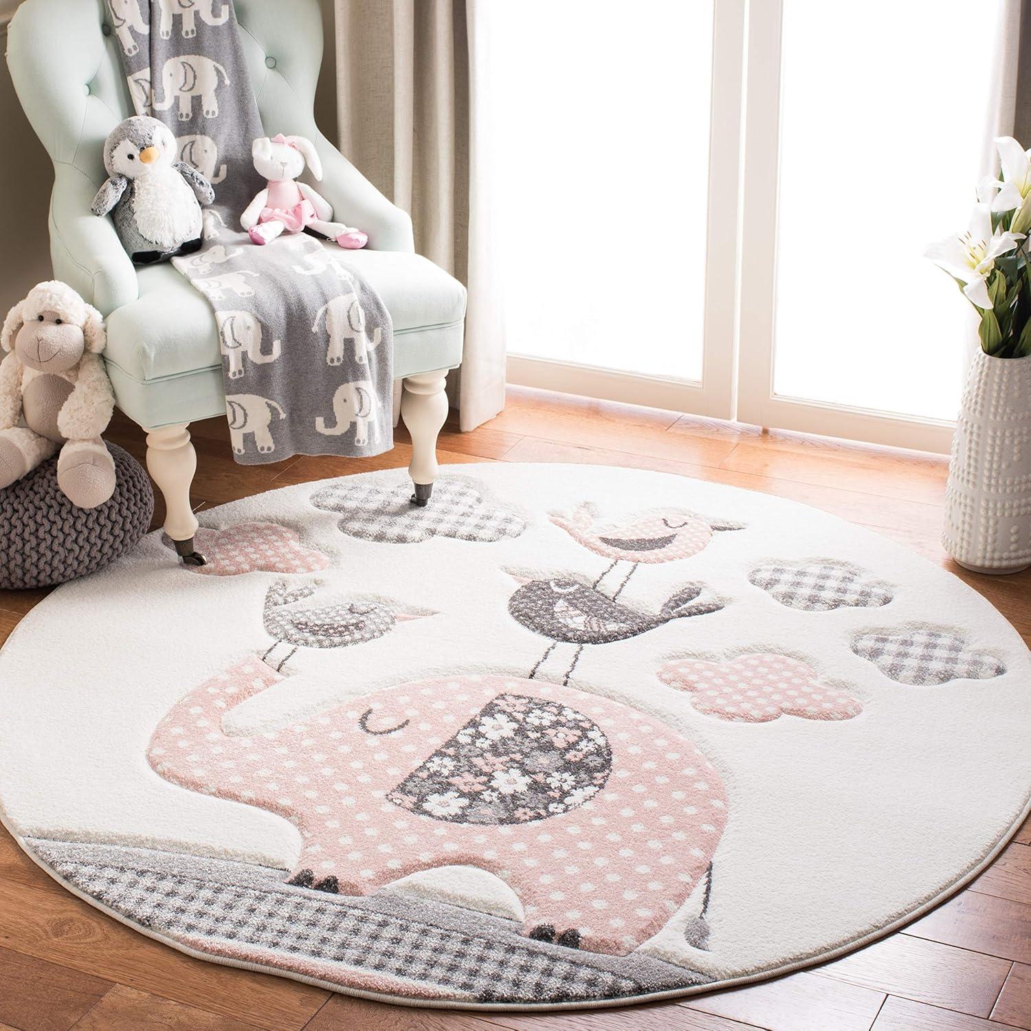 image:imageSAFAVIEH Carousel Kids Collection Area Rug 67 x 9 Pink amp Ivory Animal Design NonShedding amp Easy Care Ideal for High Traffic Areas for Boys amp Girls in Playroom Nursery Bedroom CRK127PPinkIvory