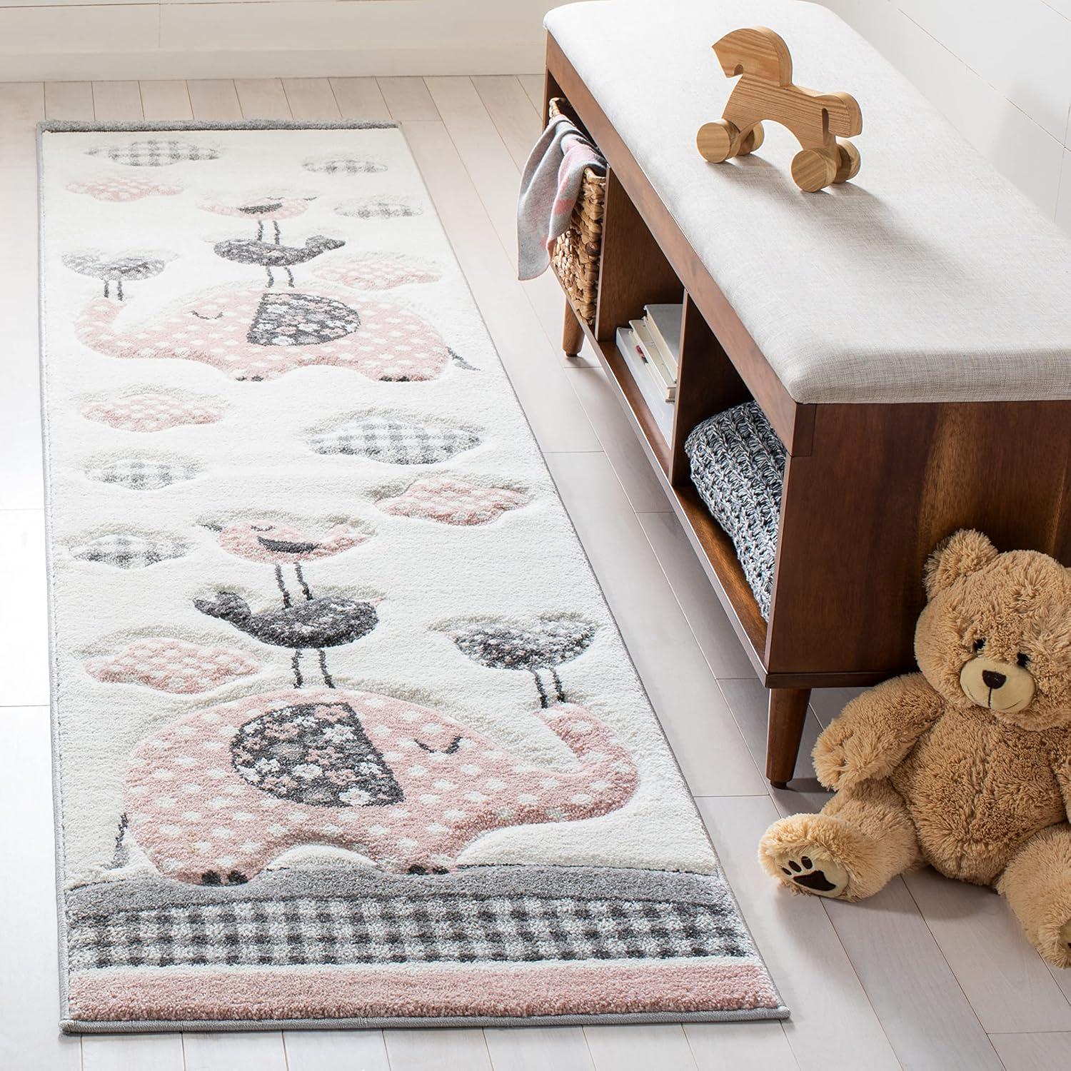 image:imageSAFAVIEH Carousel Kids Collection Area Rug 67 x 9 Pink amp Ivory Animal Design NonShedding amp Easy Care Ideal for High Traffic Areas for Boys amp Girls in Playroom Nursery Bedroom CRK127PPinkIvory