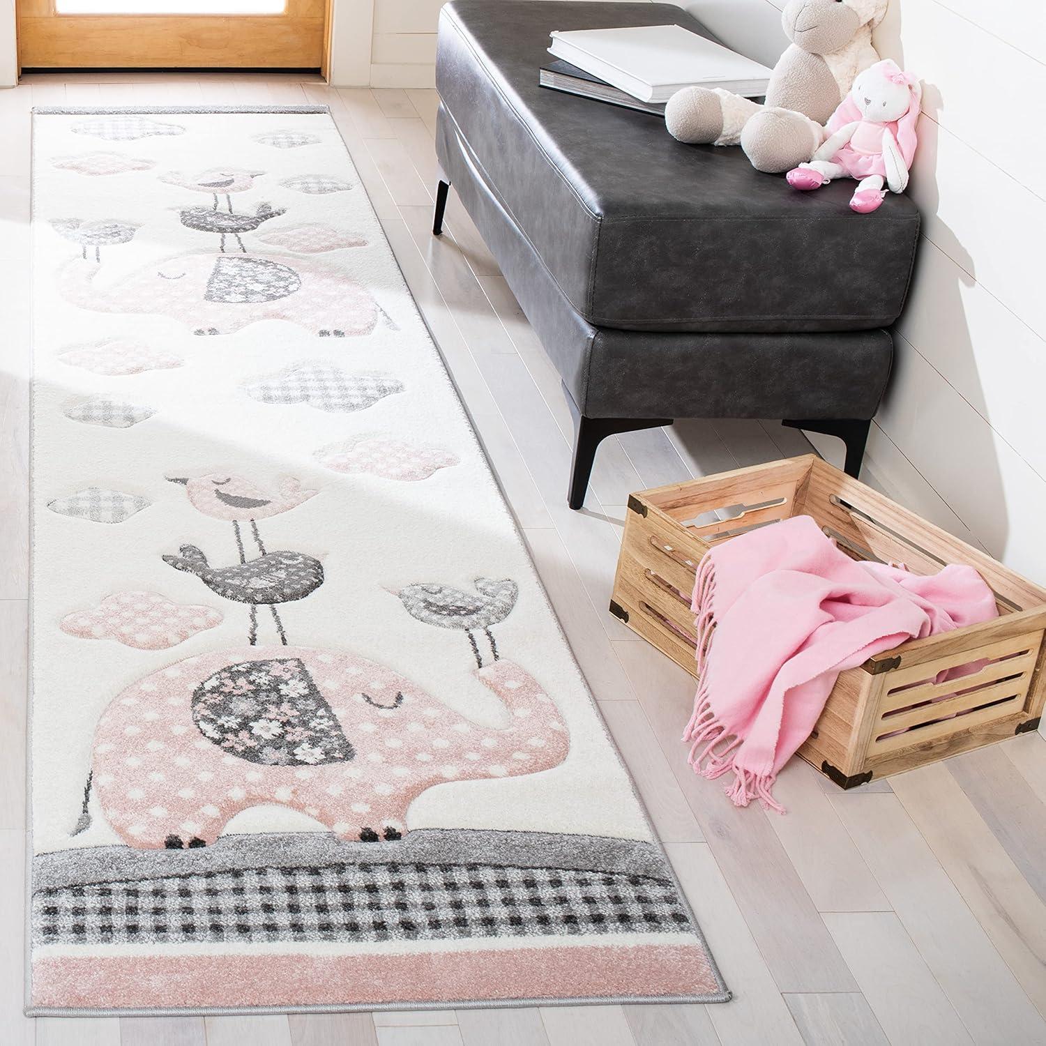 image:imageSAFAVIEH Carousel Kids Collection Area Rug 67 x 9 Pink amp Ivory Animal Design NonShedding amp Easy Care Ideal for High Traffic Areas for Boys amp Girls in Playroom Nursery Bedroom CRK127PPinkIvory