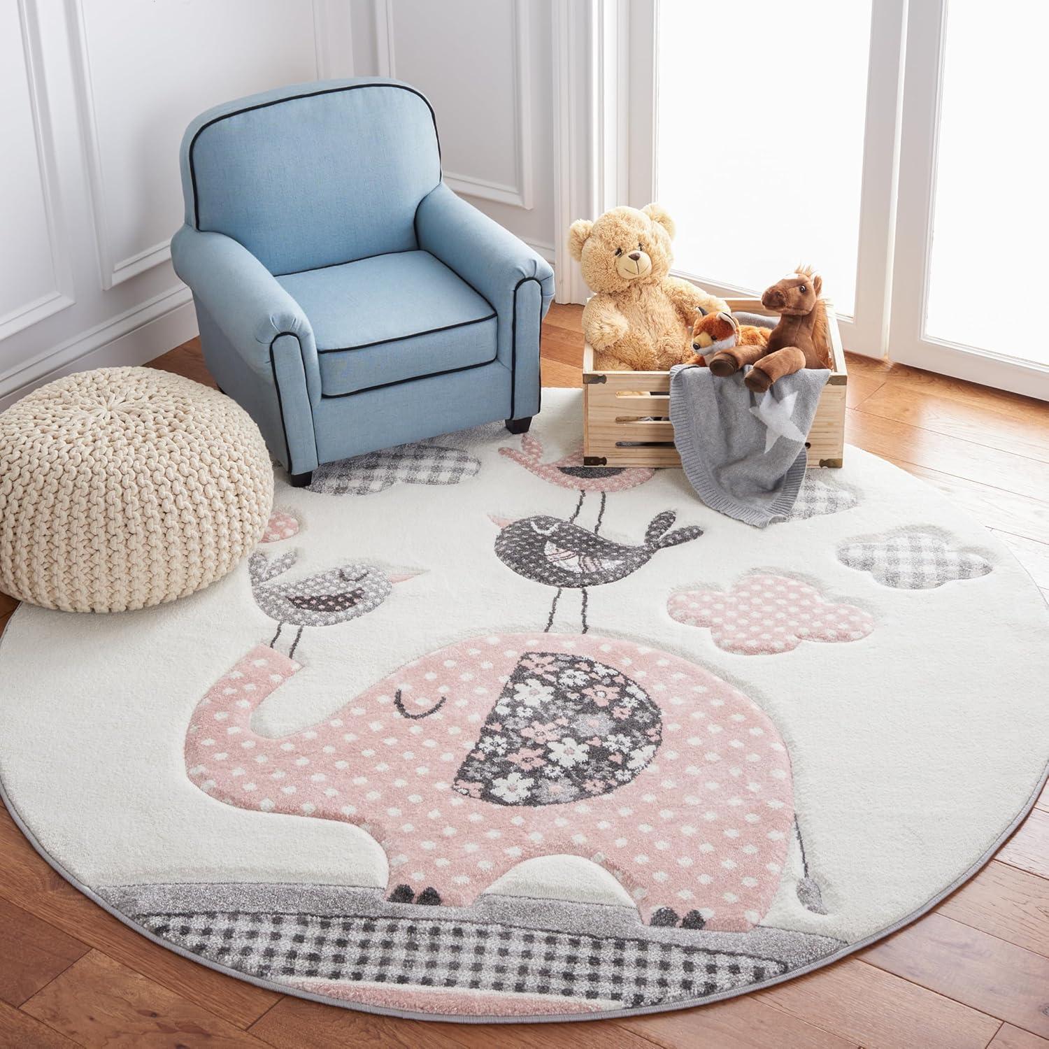 image:imageSAFAVIEH Carousel Kids Collection Area Rug 67 x 9 Pink amp Ivory Animal Design NonShedding amp Easy Care Ideal for High Traffic Areas for Boys amp Girls in Playroom Nursery Bedroom CRK127PPinkIvory