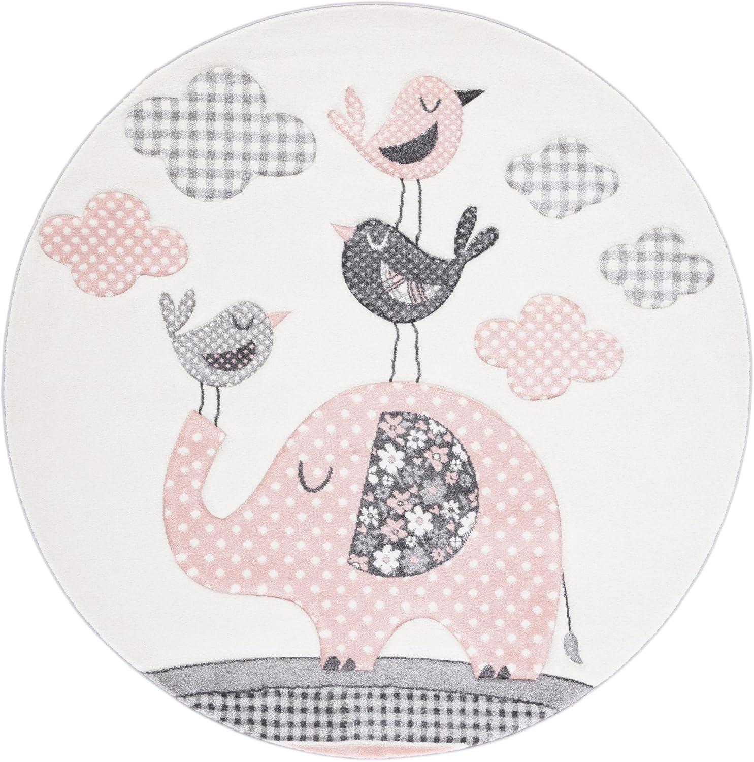 image:imageSAFAVIEH Carousel Kids Collection Area Rug 67 x 9 Pink amp Ivory Animal Design NonShedding amp Easy Care Ideal for High Traffic Areas for Boys amp Girls in Playroom Nursery Bedroom CRK127PPinkIvory