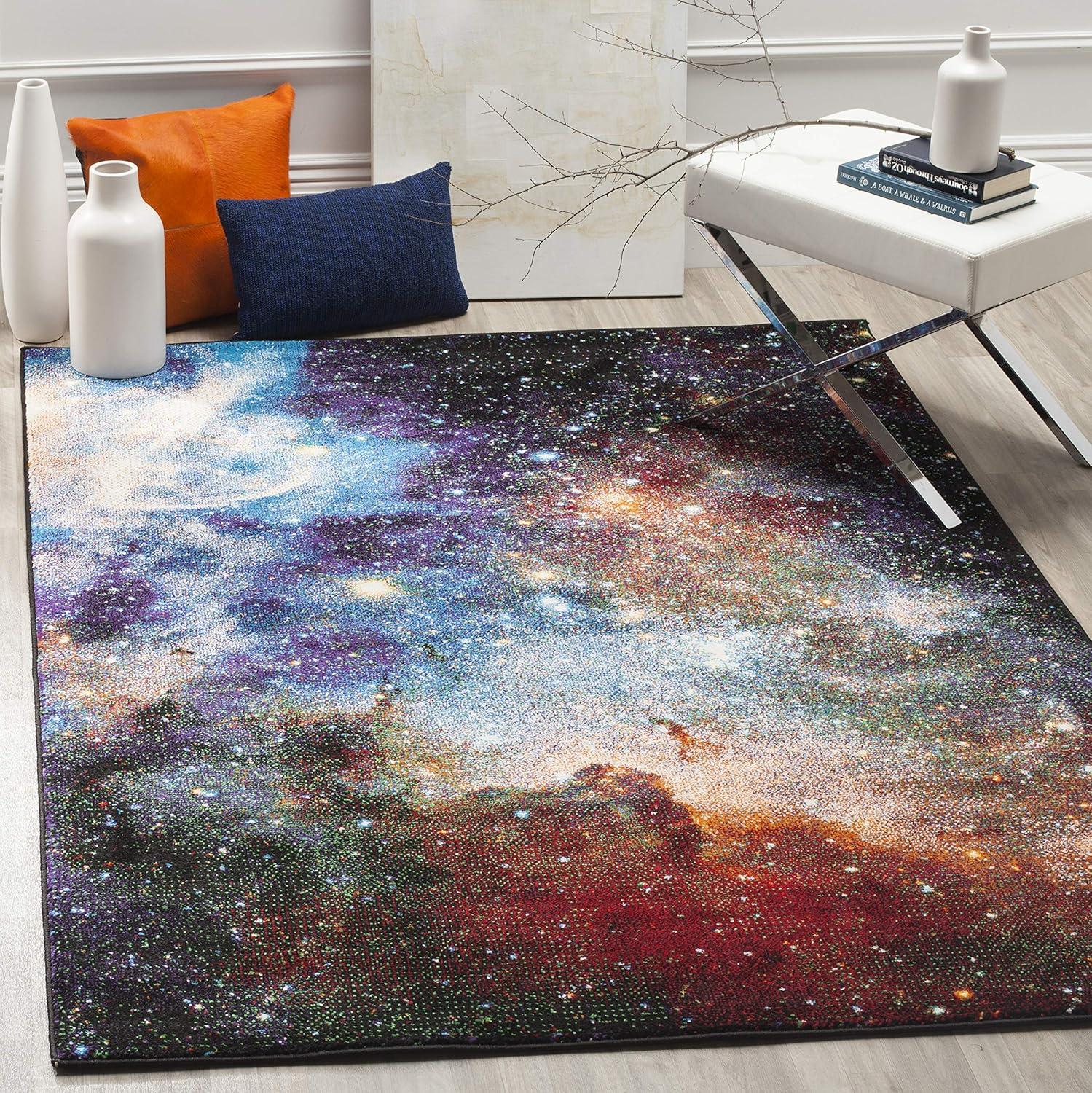 image:imageSAFAVIEH Galaxy Collection Area Rug 53 x 76 Orange amp Multi Abstract Design NonShedding amp Easy Care Ideal for High Traffic Areas in Living Room Bedroom GAL109DPurpleMulti