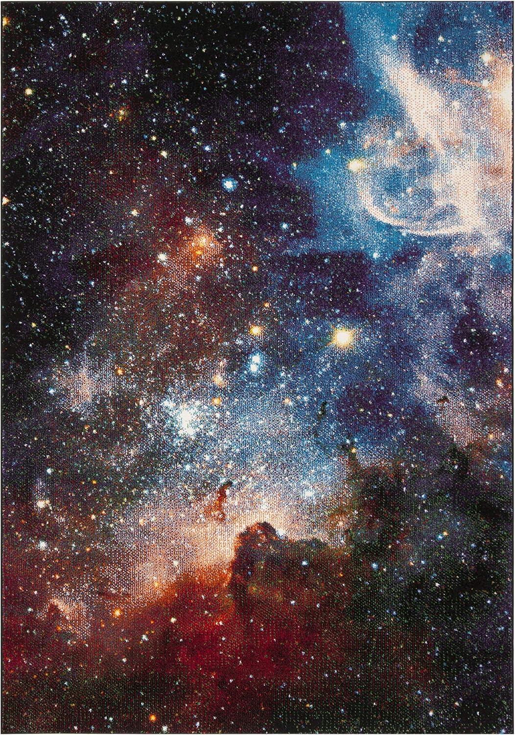 image:imageSAFAVIEH Galaxy Collection Area Rug 53 x 76 Orange amp Multi Abstract Design NonShedding amp Easy Care Ideal for High Traffic Areas in Living Room Bedroom GAL109DPurpleMulti