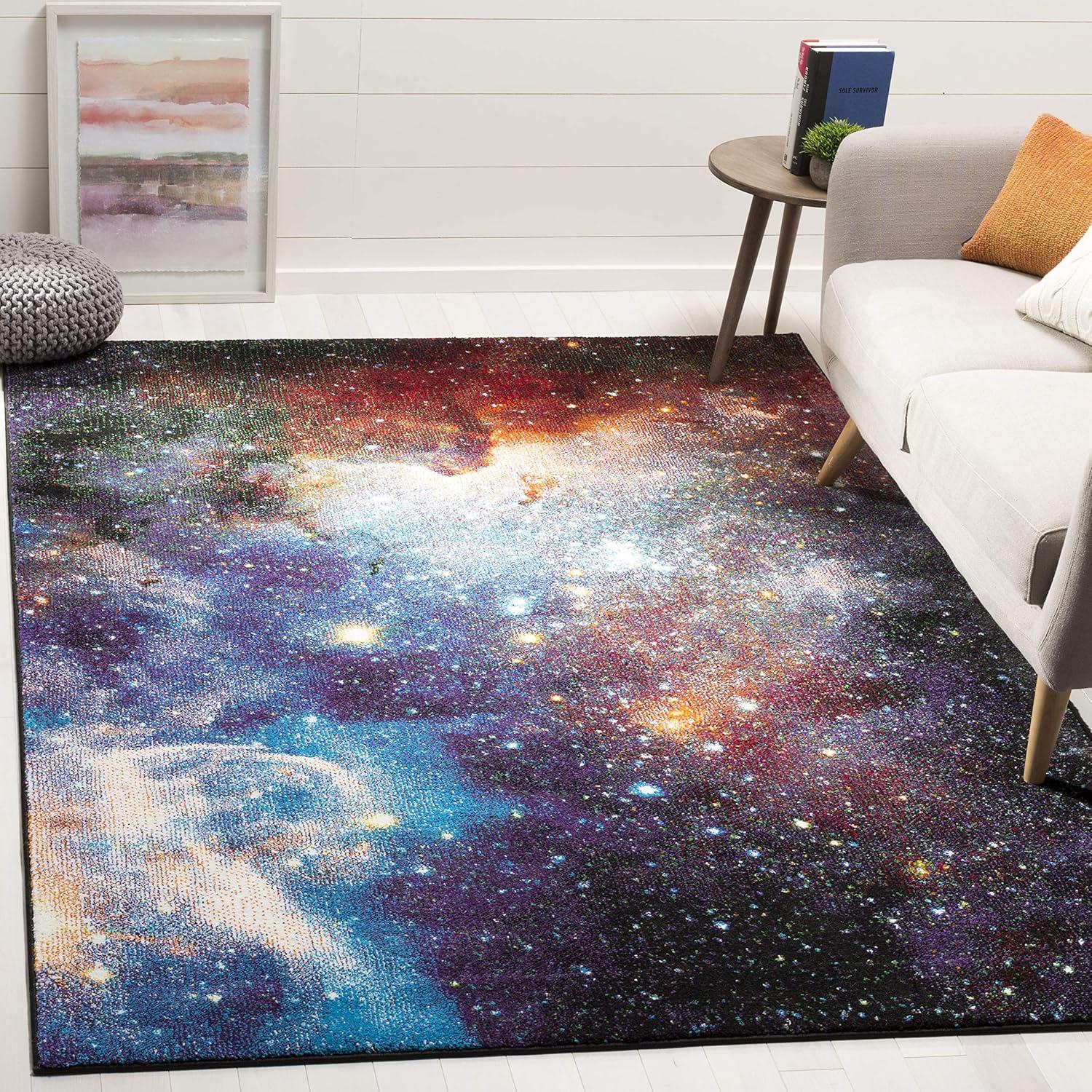 image:imageSAFAVIEH Galaxy Collection Area Rug 53 x 76 Orange amp Multi Abstract Design NonShedding amp Easy Care Ideal for High Traffic Areas in Living Room Bedroom GAL109DPurpleMulti