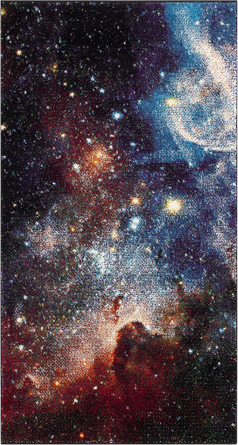 image:imageSAFAVIEH Galaxy Collection Area Rug 53 x 76 Orange amp Multi Abstract Design NonShedding amp Easy Care Ideal for High Traffic Areas in Living Room Bedroom GAL109DPurpleMulti