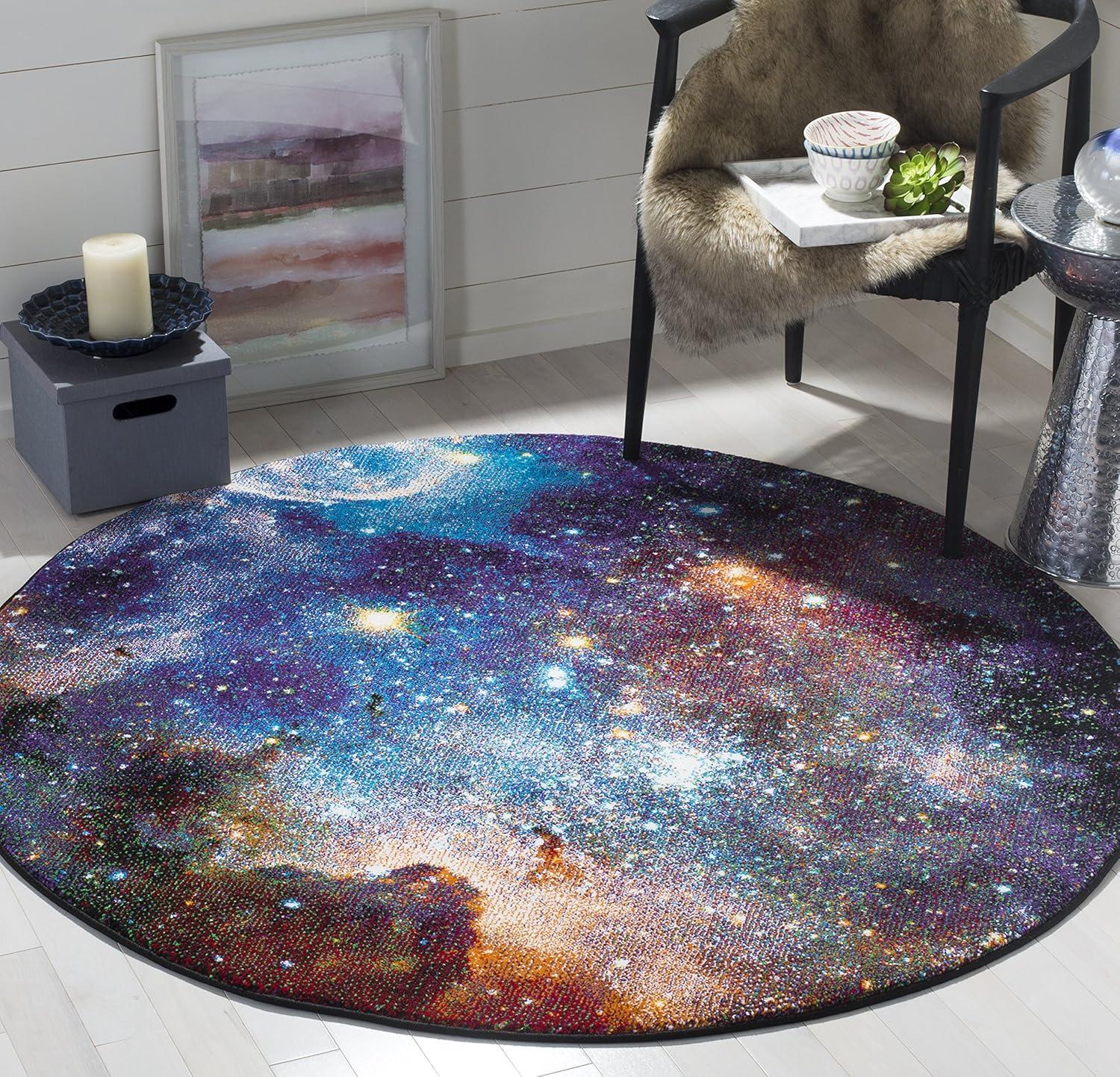 image:imageSAFAVIEH Galaxy Collection Area Rug 53 x 76 Orange amp Multi Abstract Design NonShedding amp Easy Care Ideal for High Traffic Areas in Living Room Bedroom GAL109DPurpleMulti