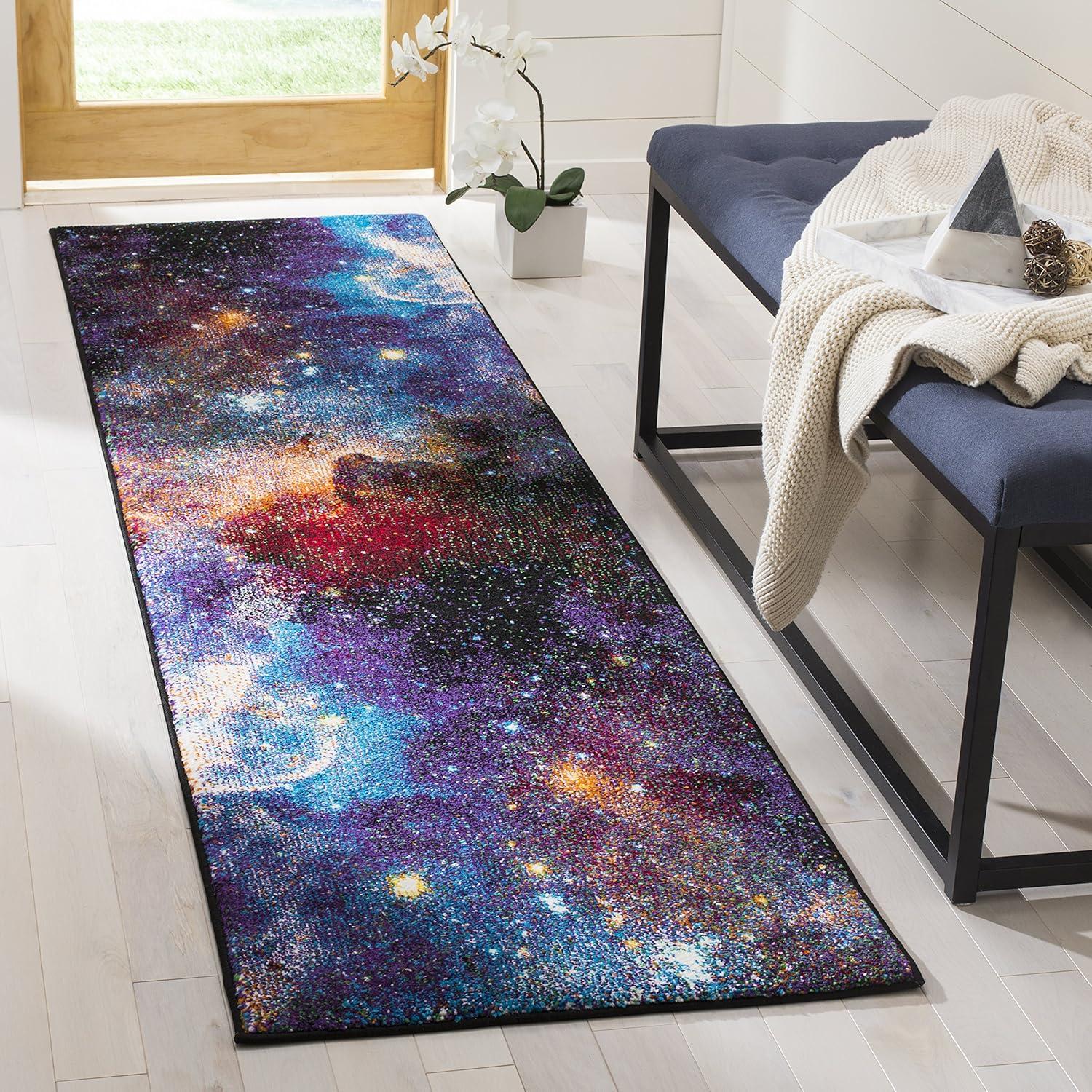 image:imageSAFAVIEH Galaxy Collection Area Rug 53 x 76 Orange amp Multi Abstract Design NonShedding amp Easy Care Ideal for High Traffic Areas in Living Room Bedroom GAL109DPurpleMulti