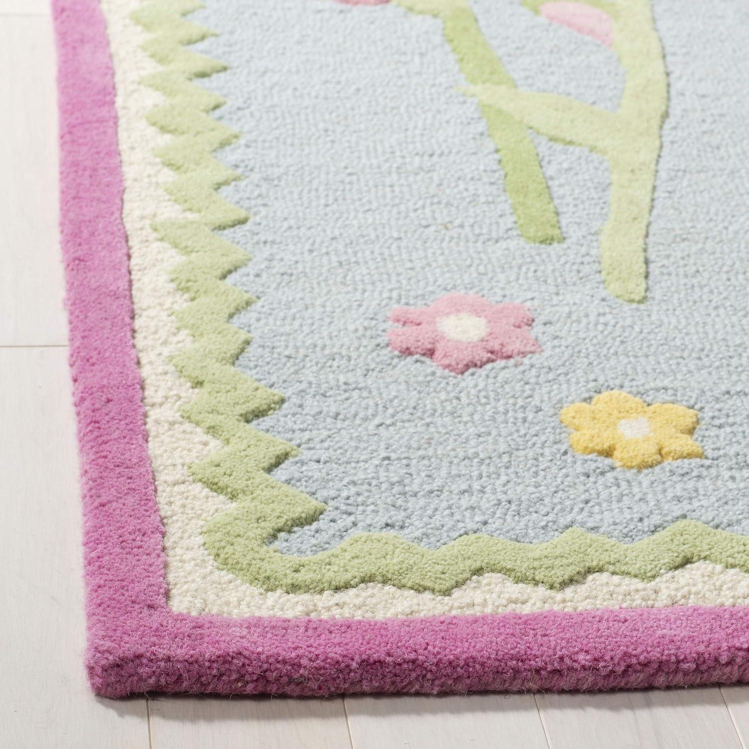 image:imageSAFAVIEH Kids Collection Accent Rug 4 x 6 Blue amp Multi Handmade Floral Wool Ideal for High Traffic Areas in Entryway Living Room Bedroom SFK311ABlueMulti