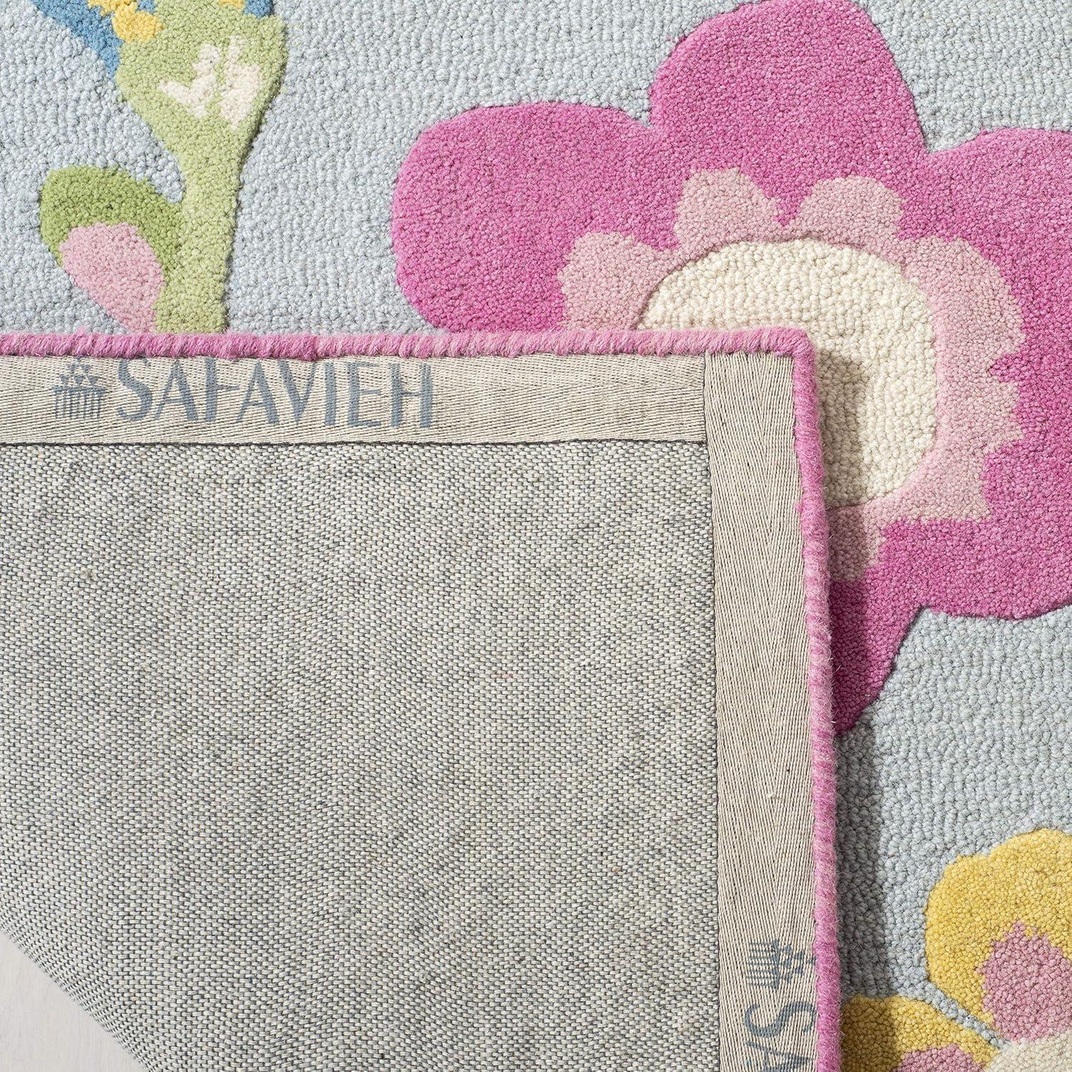 image:imageSAFAVIEH Kids Collection Accent Rug 4 x 6 Blue amp Multi Handmade Floral Wool Ideal for High Traffic Areas in Entryway Living Room Bedroom SFK311ABlueMulti