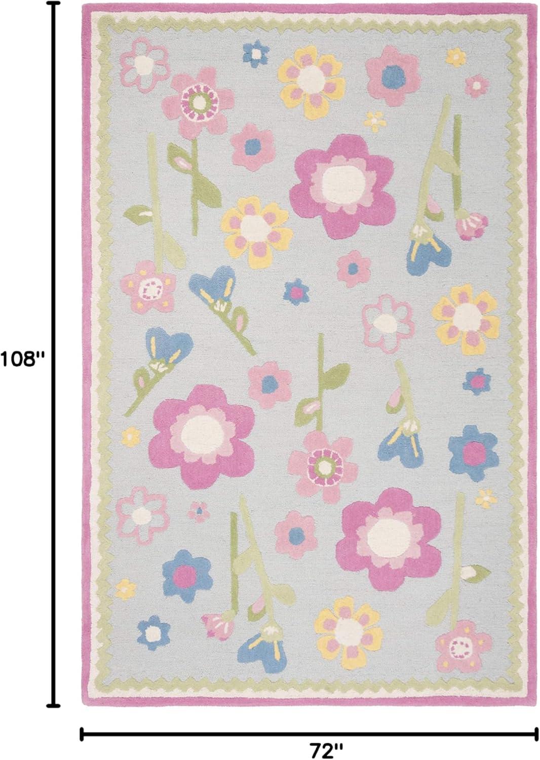 image:imageSAFAVIEH Kids Collection Accent Rug 4 x 6 Blue amp Multi Handmade Floral Wool Ideal for High Traffic Areas in Entryway Living Room Bedroom SFK311ABlueMulti