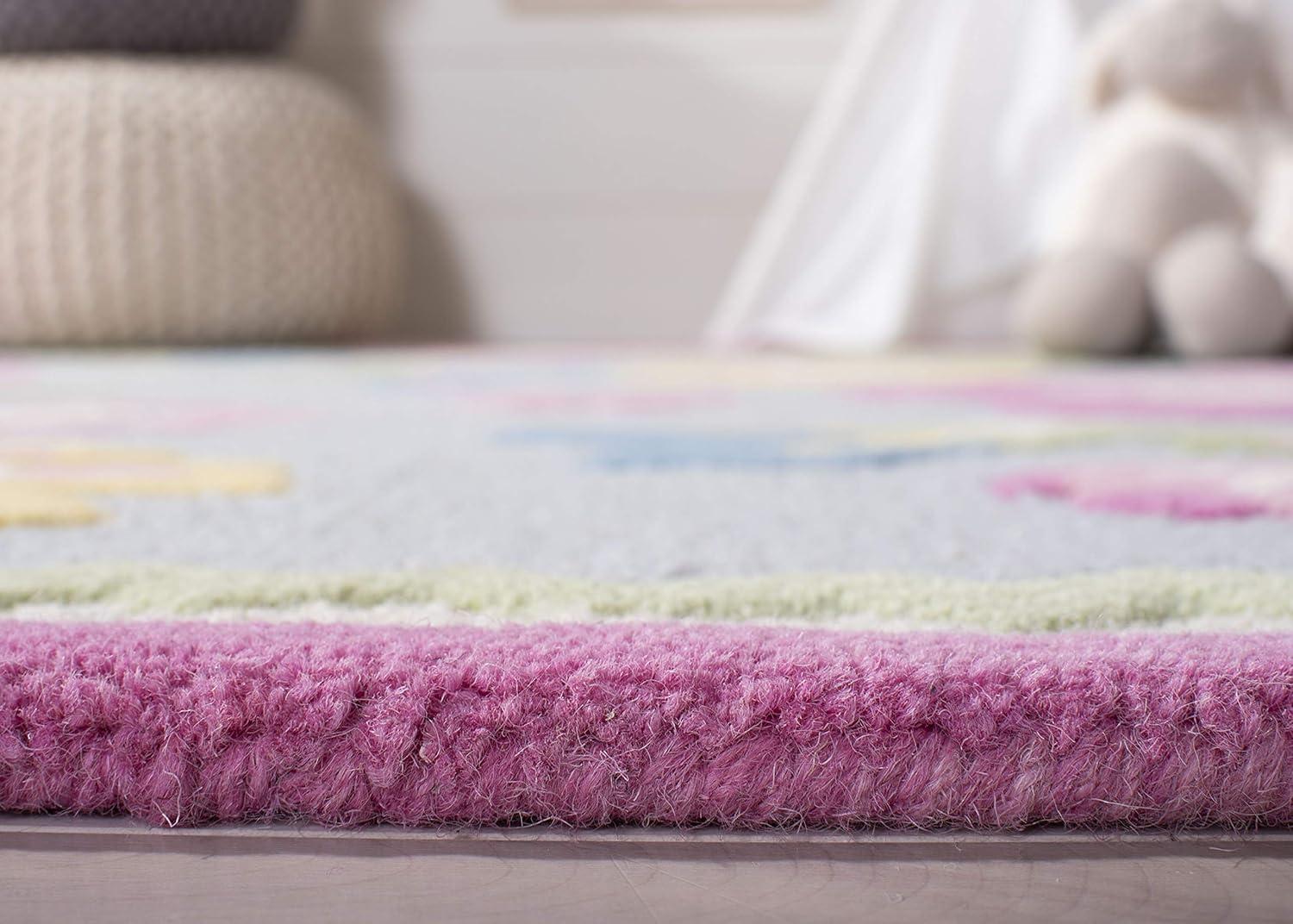 image:imageSAFAVIEH Kids Collection Accent Rug 4 x 6 Blue amp Multi Handmade Floral Wool Ideal for High Traffic Areas in Entryway Living Room Bedroom SFK311ABlueMulti