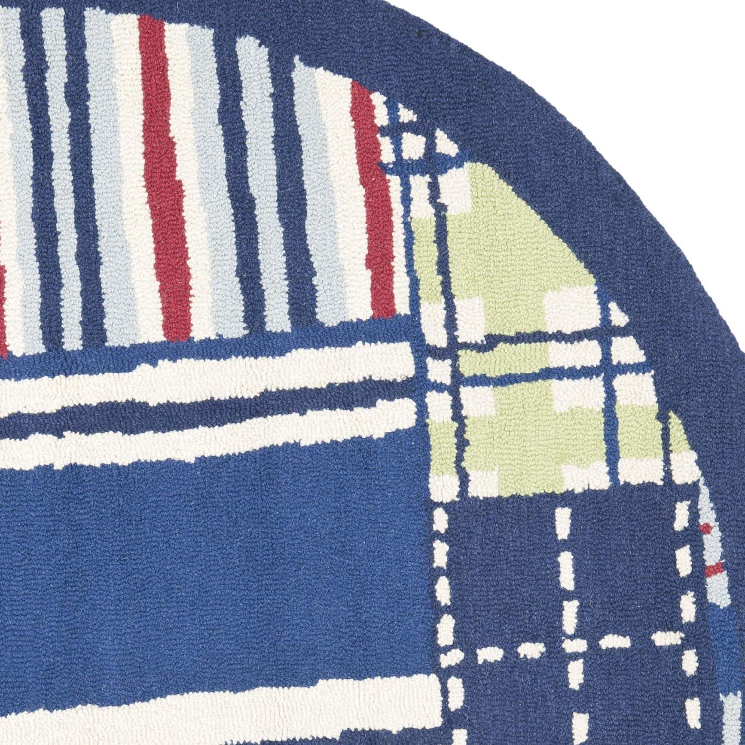 image:imageSAFAVIEH Kids Collection Accent Rug 4 x 6 Blue amp Multi Handmade Patchwork Wool Ideal for High Traffic Areas in Entryway Living Room Bedroom SFK318ABlueMulti