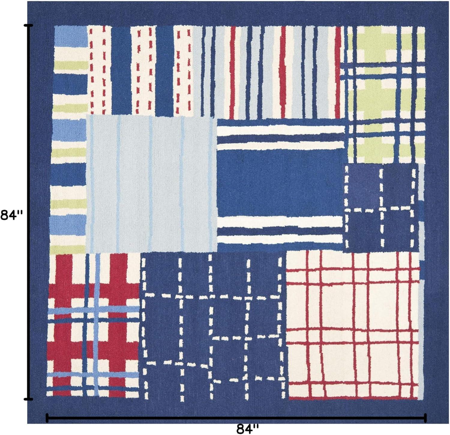 image:imageSAFAVIEH Kids Collection Accent Rug 4 x 6 Blue amp Multi Handmade Patchwork Wool Ideal for High Traffic Areas in Entryway Living Room Bedroom SFK318ABlueMulti