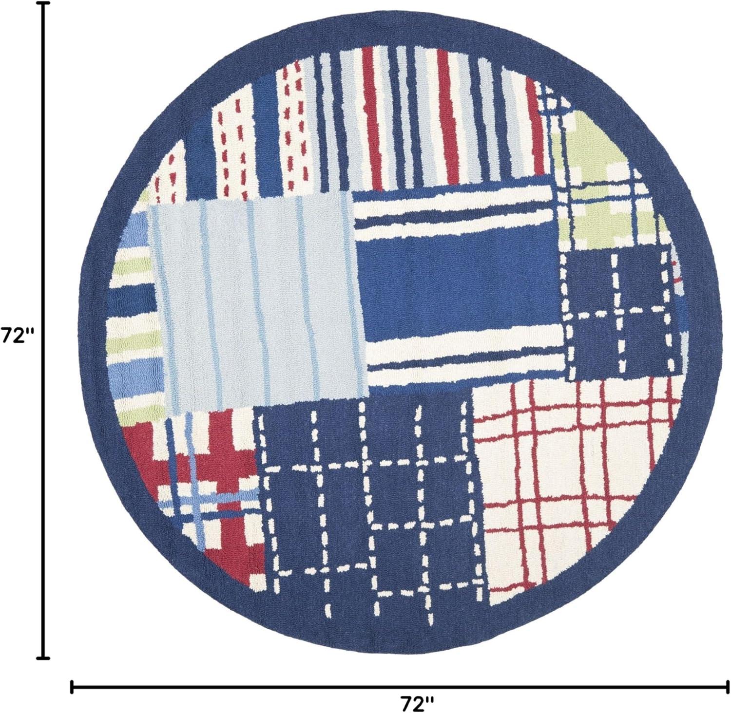 image:imageSAFAVIEH Kids Collection Accent Rug 4 x 6 Blue amp Multi Handmade Patchwork Wool Ideal for High Traffic Areas in Entryway Living Room Bedroom SFK318ABlueMulti