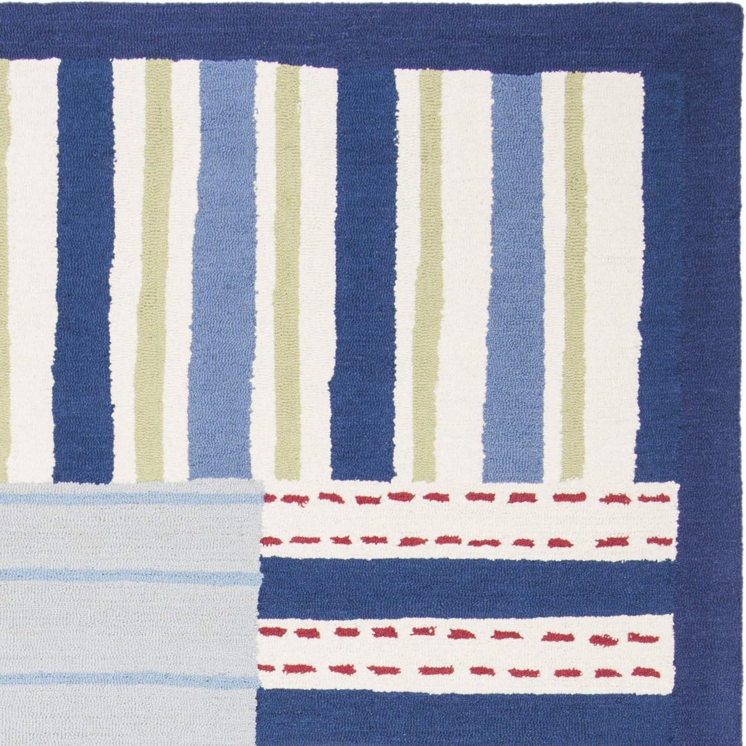 image:imageSAFAVIEH Kids Collection Accent Rug 4 x 6 Blue amp Multi Handmade Patchwork Wool Ideal for High Traffic Areas in Entryway Living Room Bedroom SFK318ABlueMulti