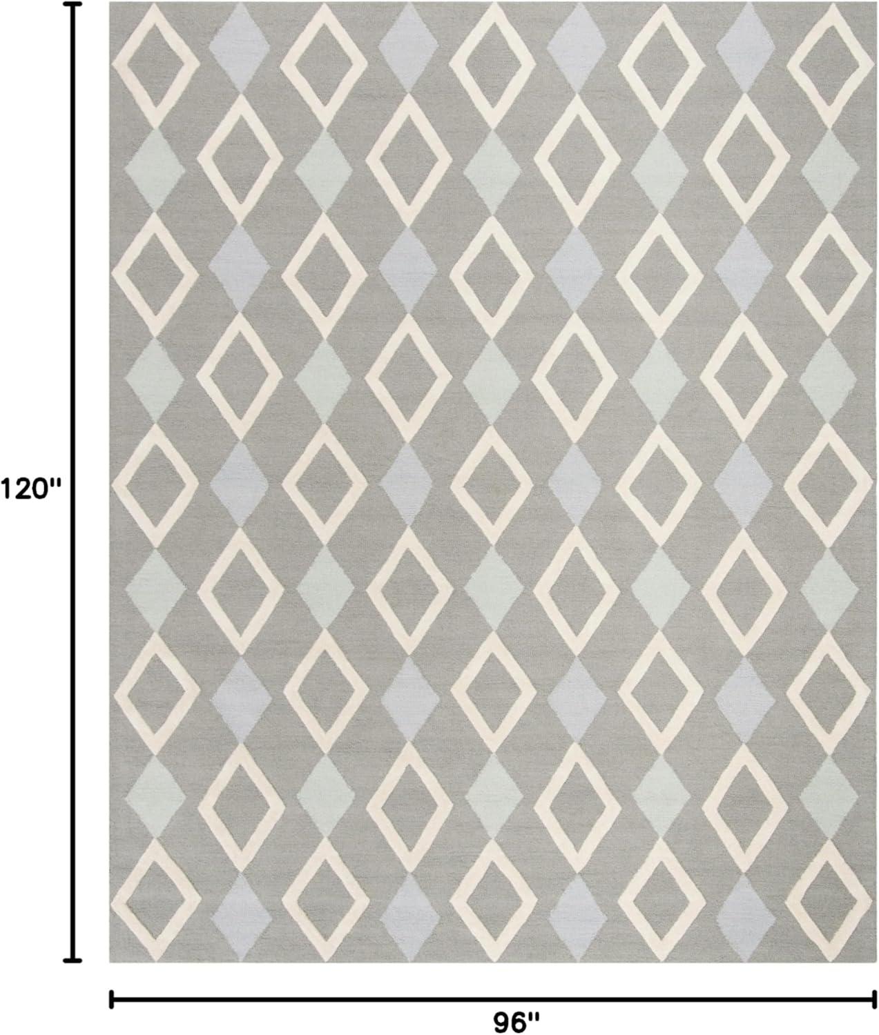 image:imageSAFAVIEH Kids Collection Area Rug 5 x 7 Grey amp Multi Handmade Diamond Wool Ideal for High Traffic Areas in Living Room Bedroom SFK902BGreyMulti